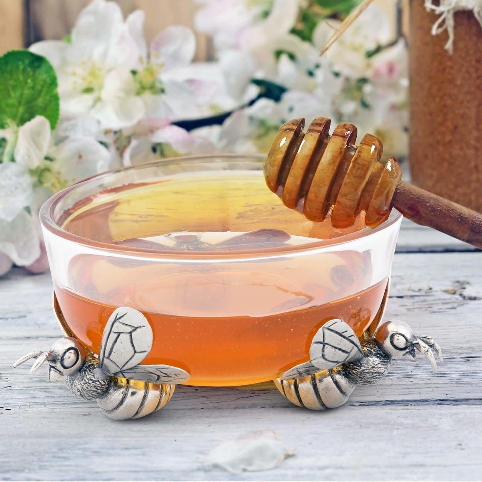 Oblong Serving Dish: Honey Bee Apple Blossoms - Laura Zindel Design