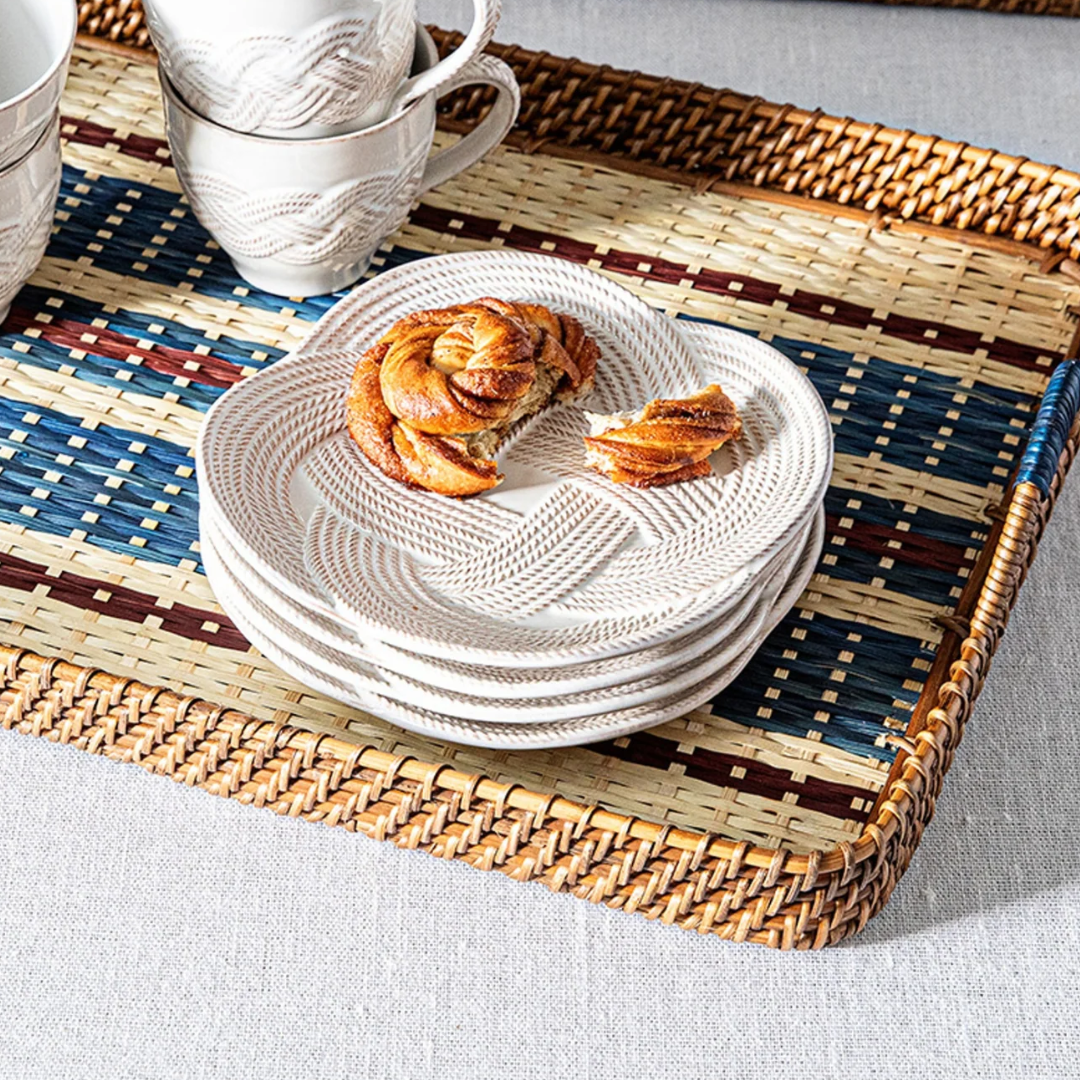 Le Panier Mystic Knot Whitewash Dessert/Salad Plate - Set of 4