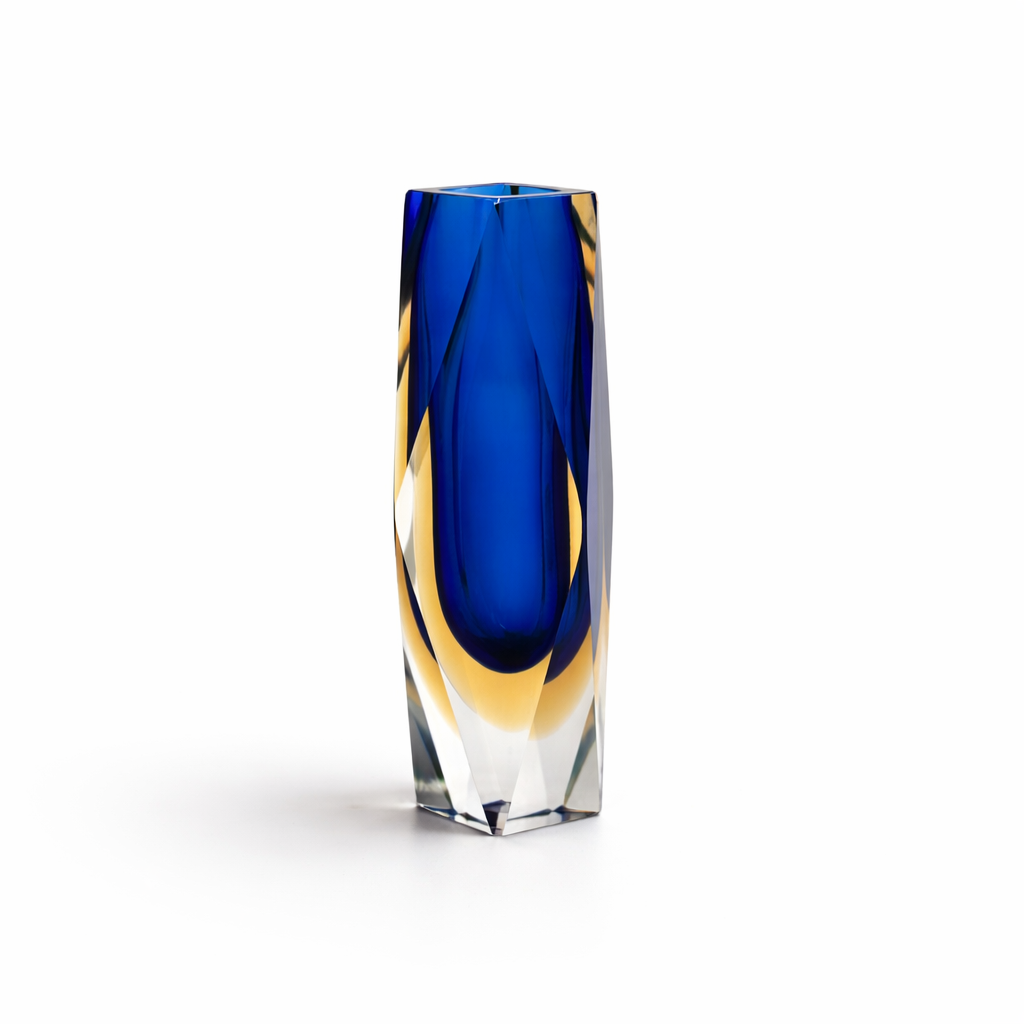 Vintage Cobalt Square Prism Vase, 6⅝" H