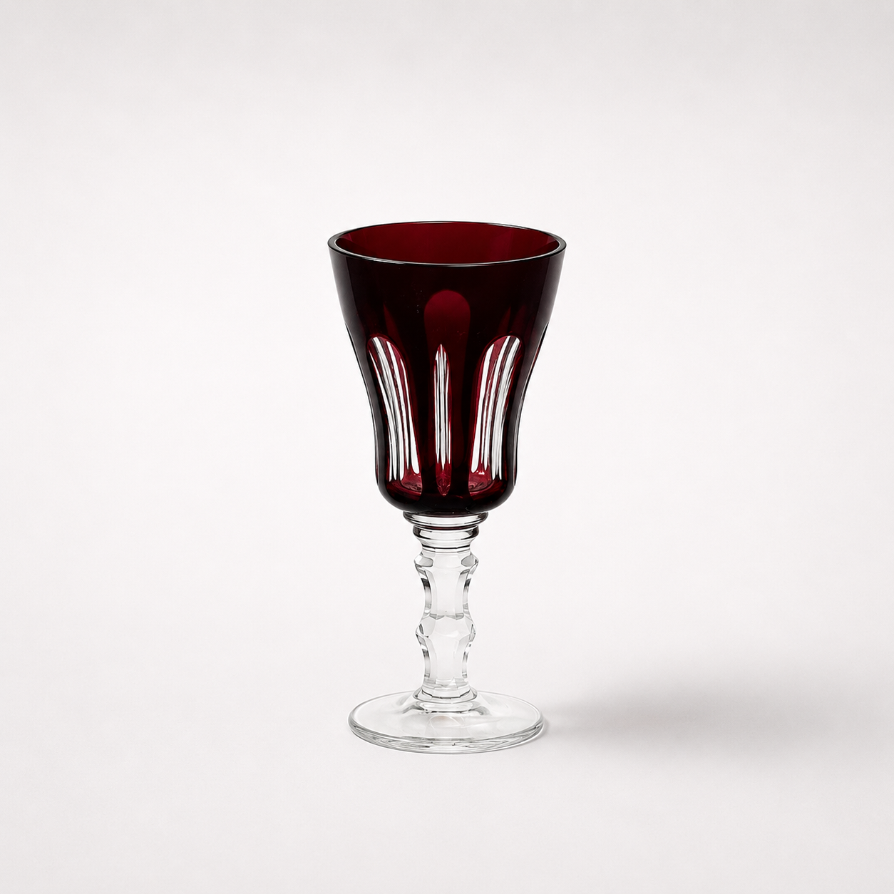 Vintage Ruby Red Petite Wine Glass, Style II, 4¾" H