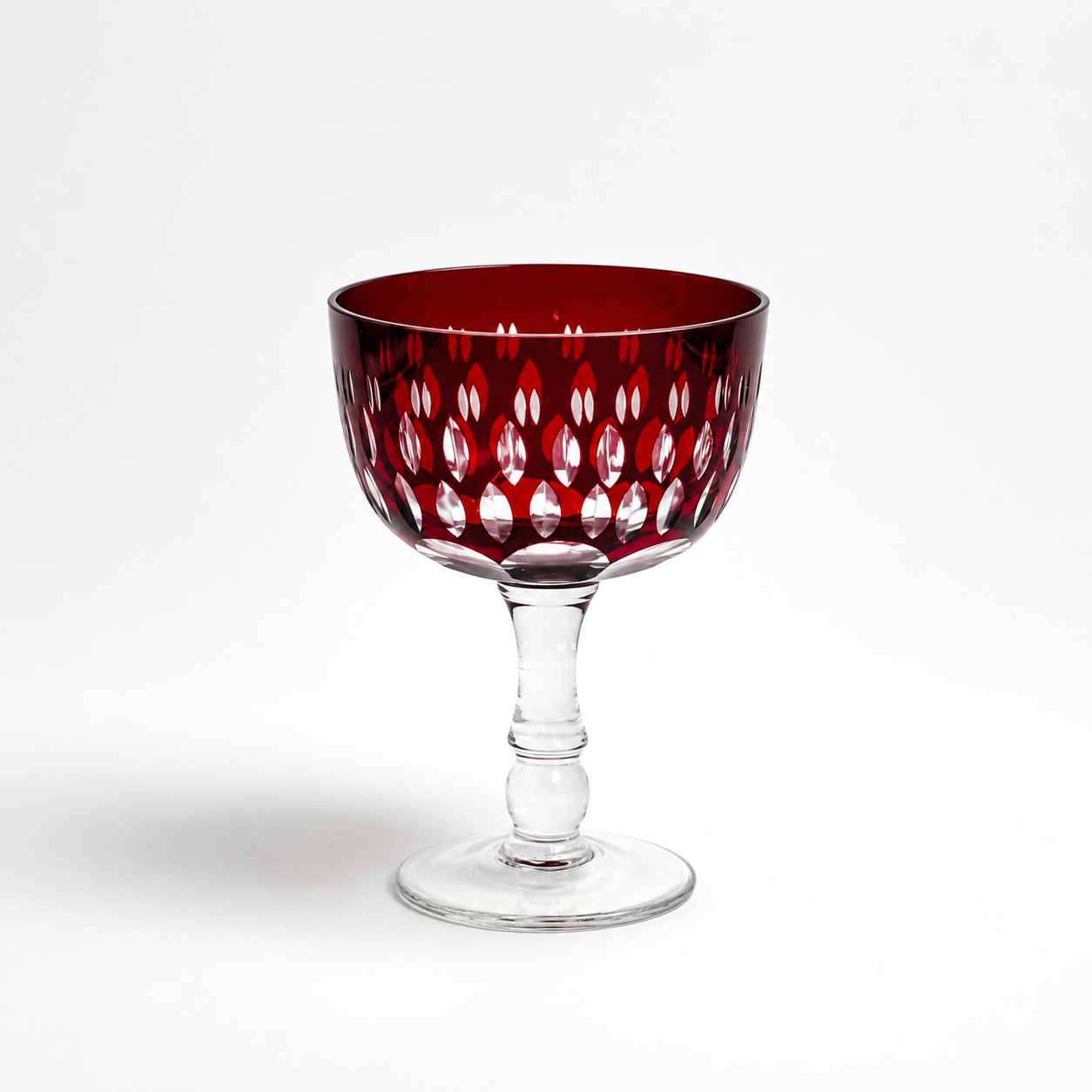 Vintage Ruby Red Wine Glass, 5⅛" H