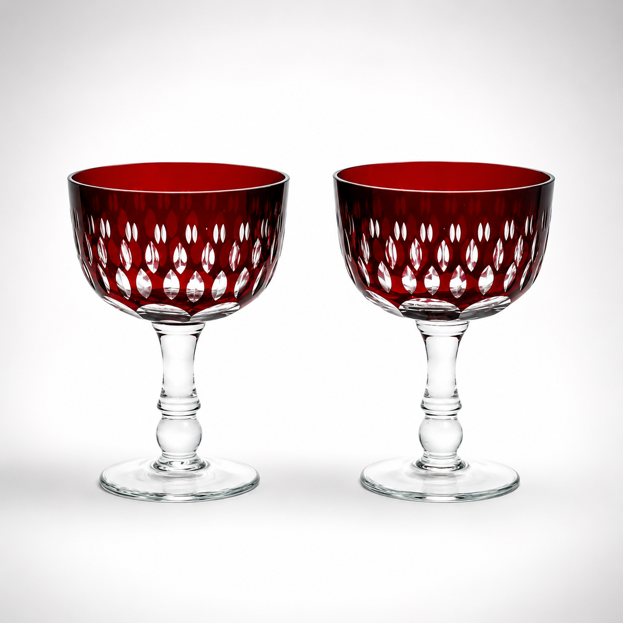 Vintage Ruby Red Wine Glass, 5⅛" H
