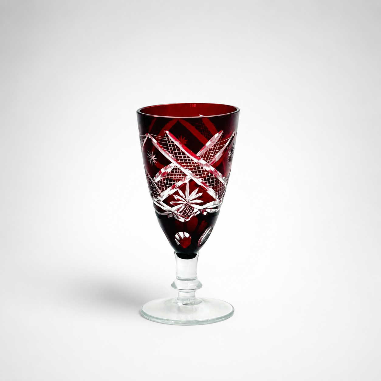 Vintage Ruby Red Petite Wine Glass, 5" H