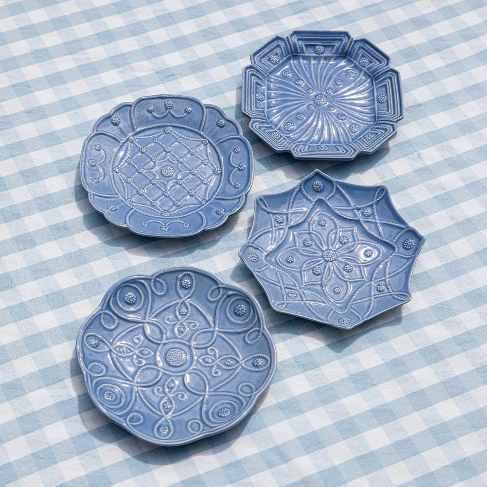 Jardins Du Monde Dessert/Salad Plate Assorted in Chambray - Set of 4