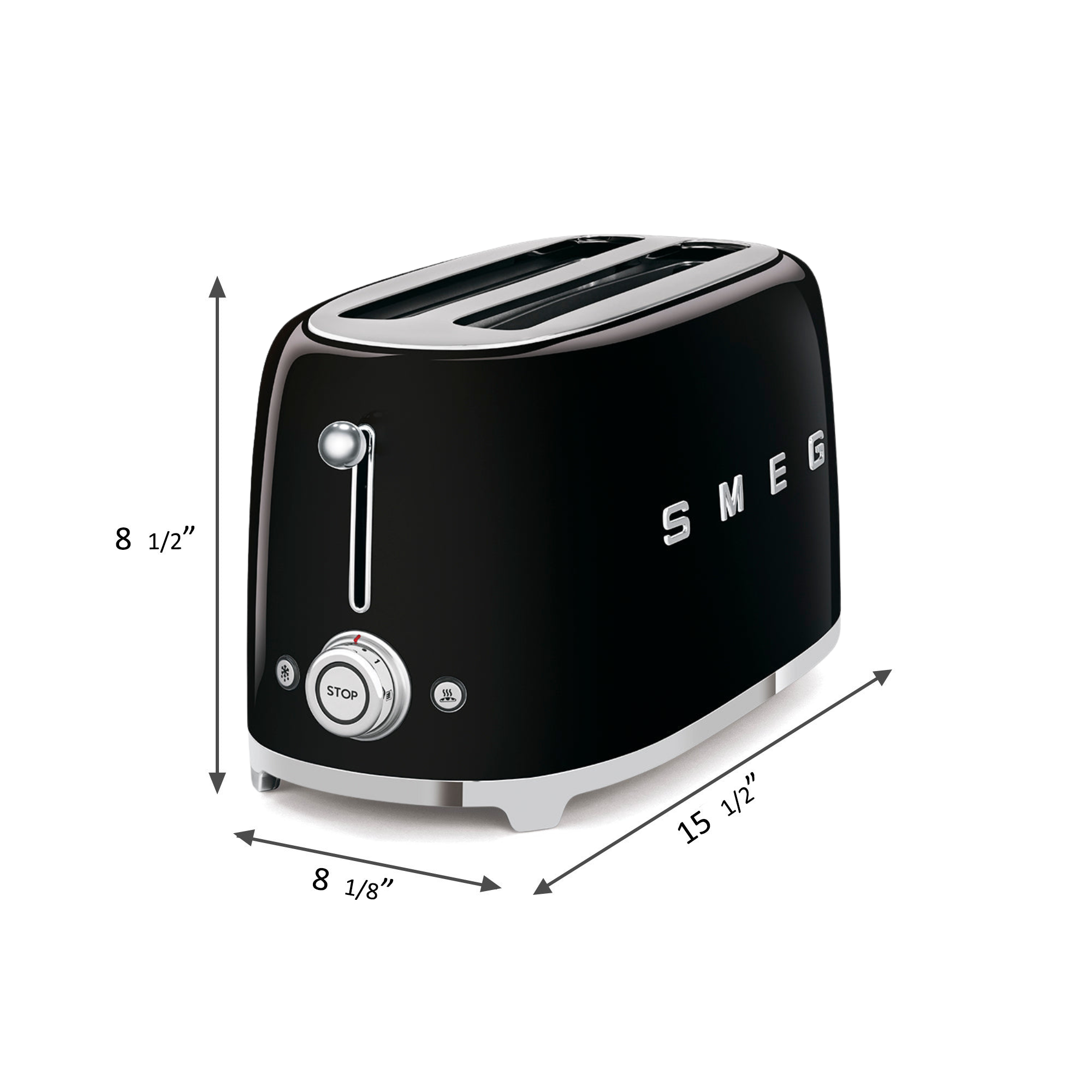 #color_Glossy Black | 50s Retro Style 4 Slice Toaster