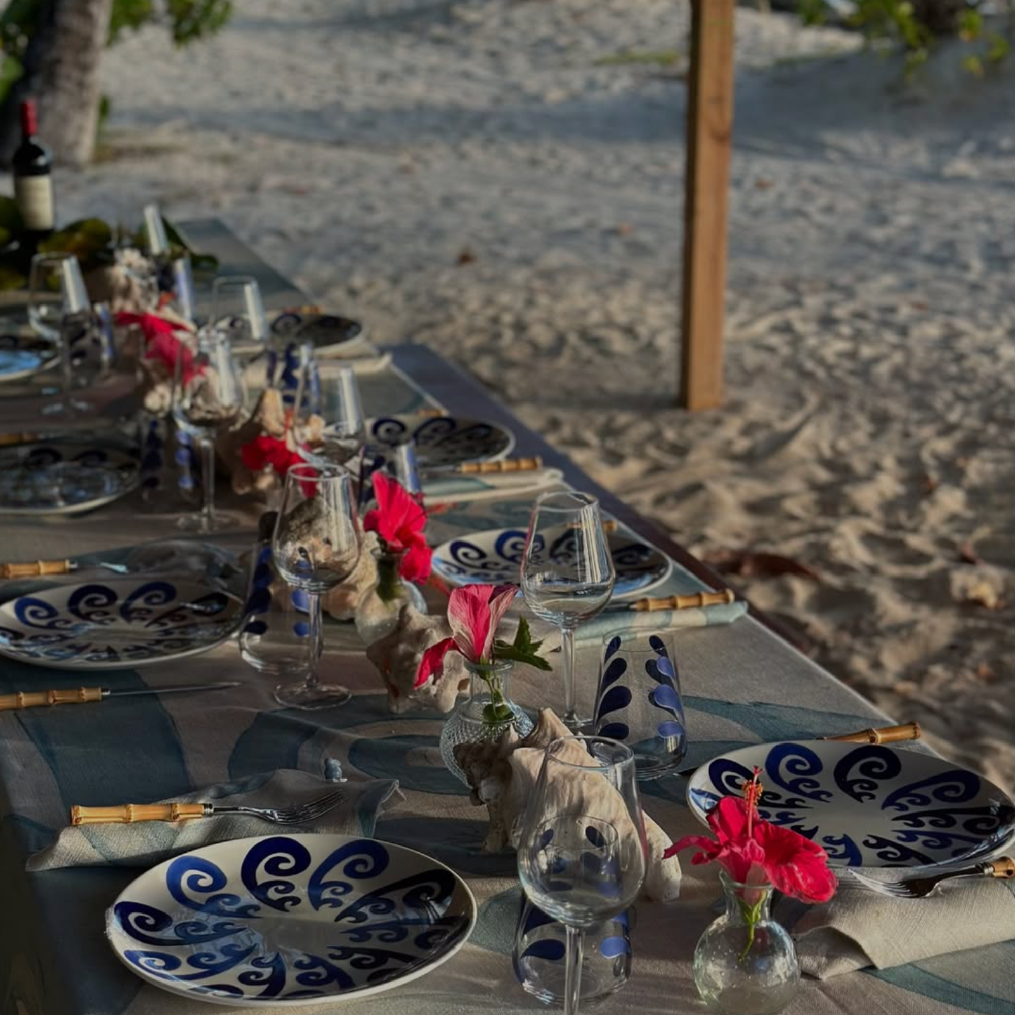 Athenee Two Tone Blue Peacock Dinner Plate - Set of 2