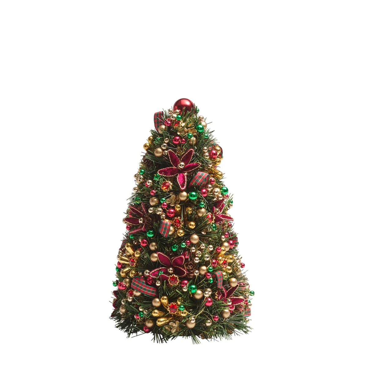 Tinsel Xmas Tree in Green, Red & Gold