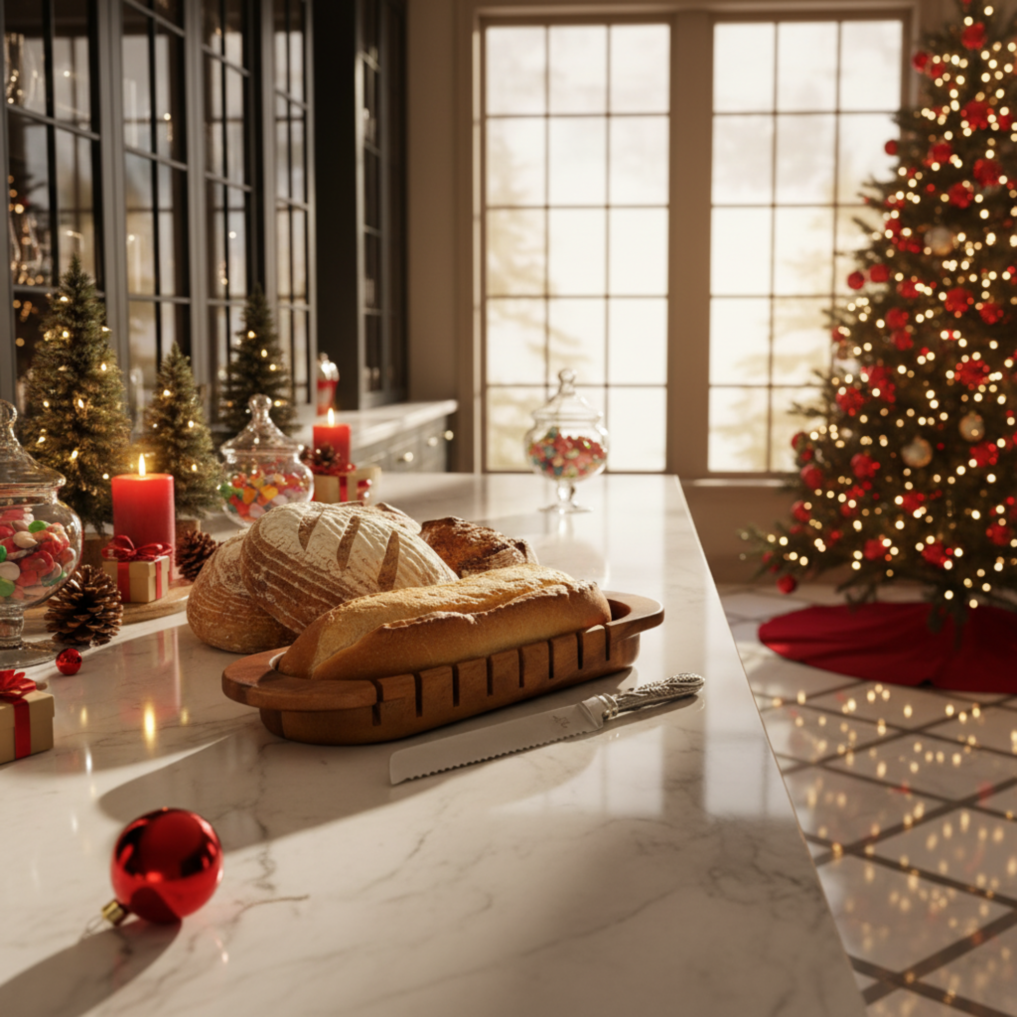 Oval Bread Board With Pewter Wheat Knife