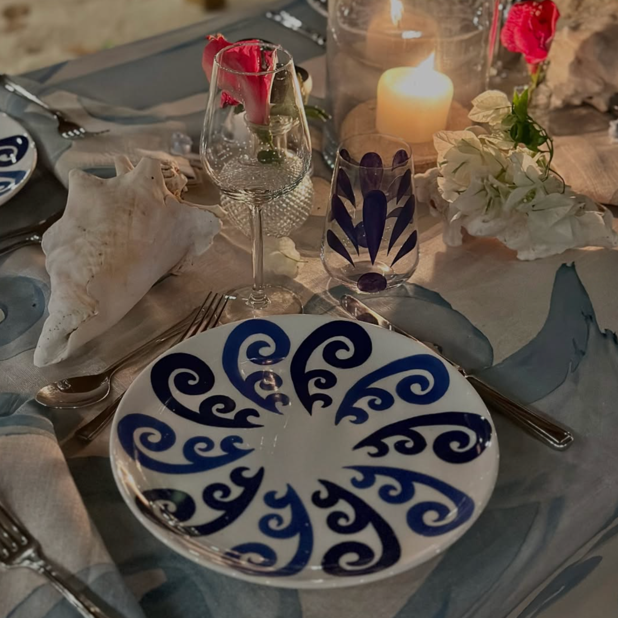 Athenee Two Tone Blue Peacock Dinner Plate - Set of 2