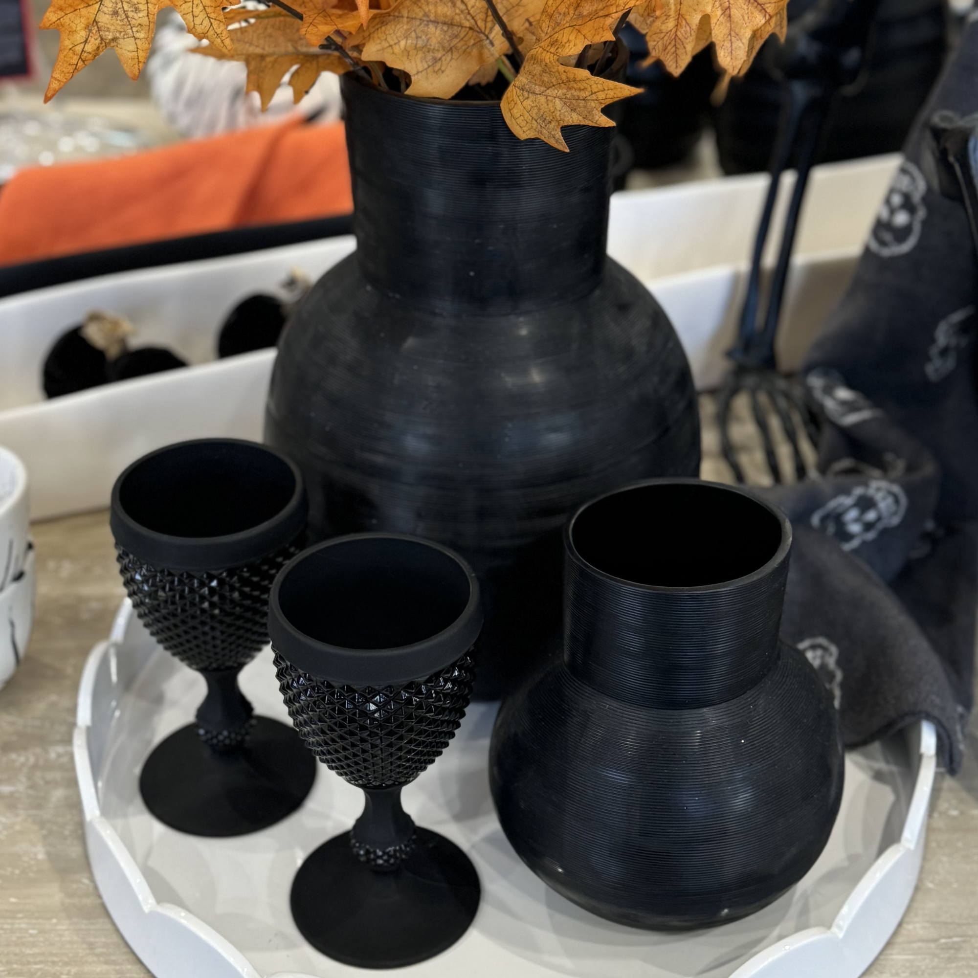 Bicos Bicolor Frosted Black Goblet - Set of 2