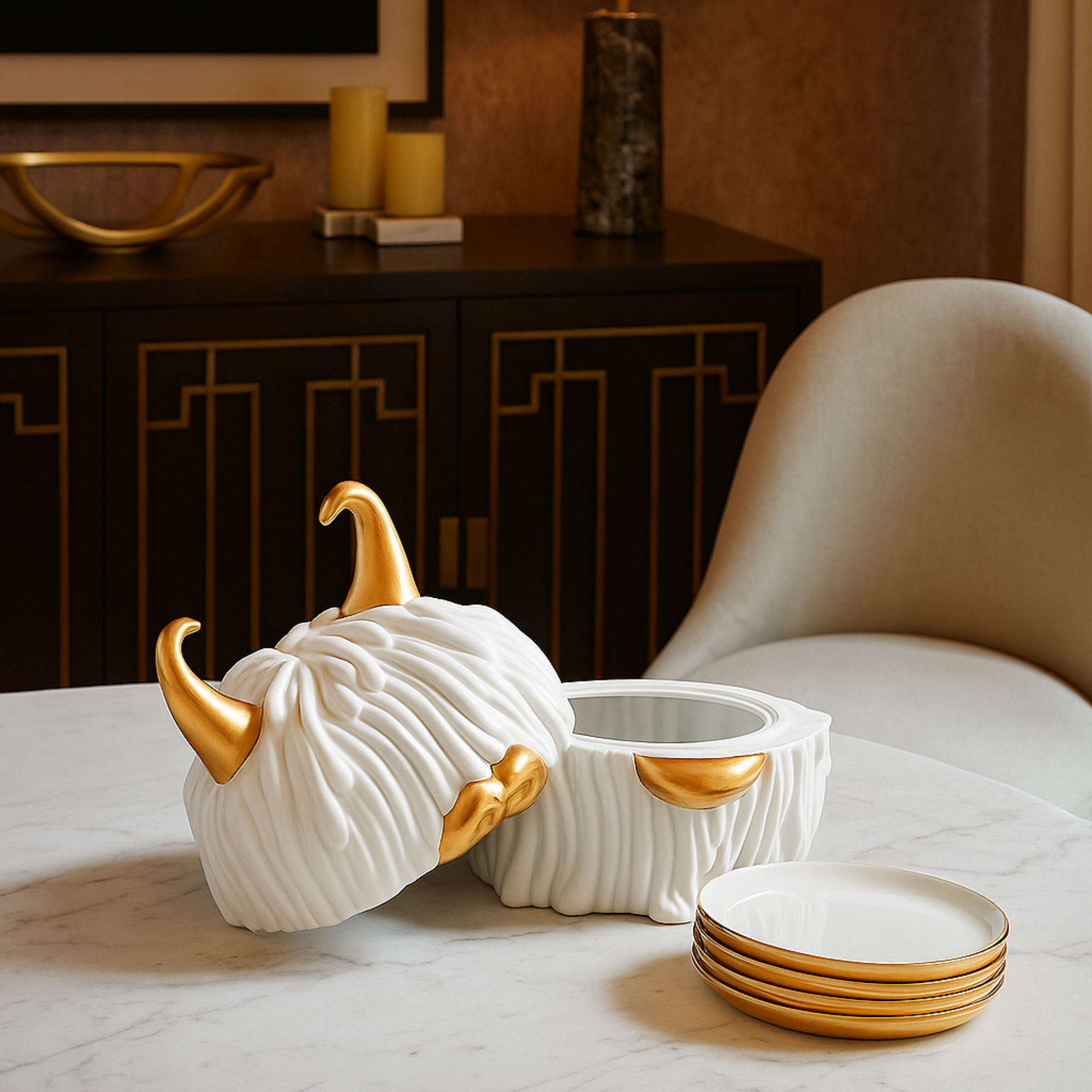 White Haas Lynda Box + Plates - Set of 4