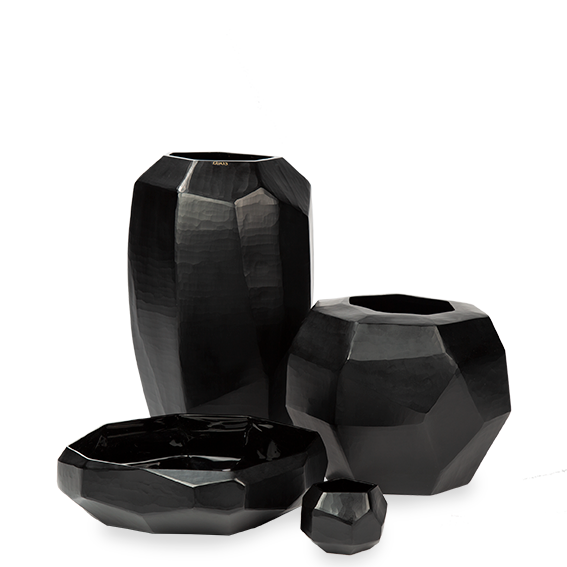 Cubistic Vase - Black - Round