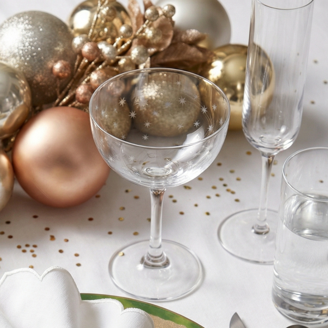 Champagne Saucers With Stars Design - Set of 6