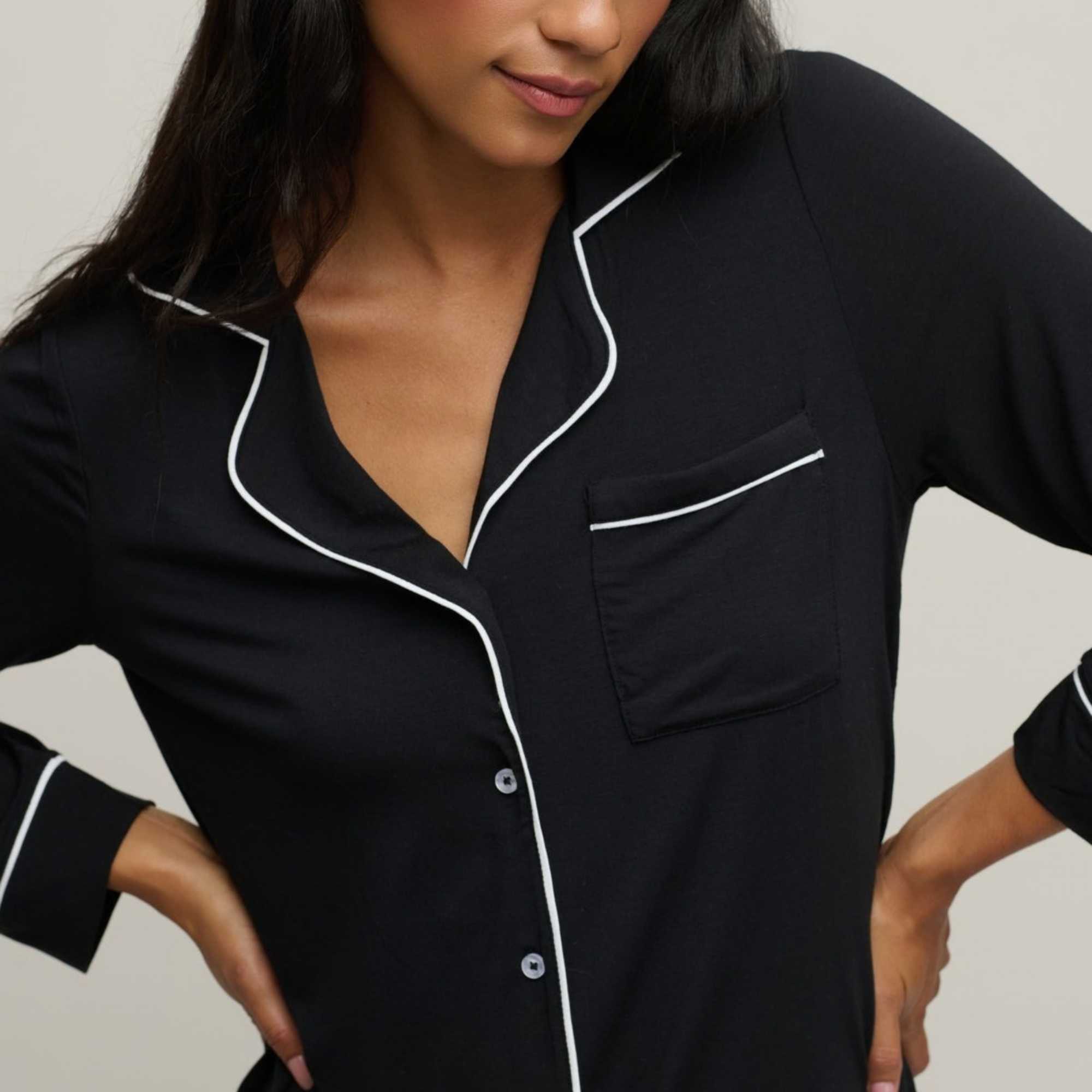 Luxe Milk Jersey Piped Pijama Set