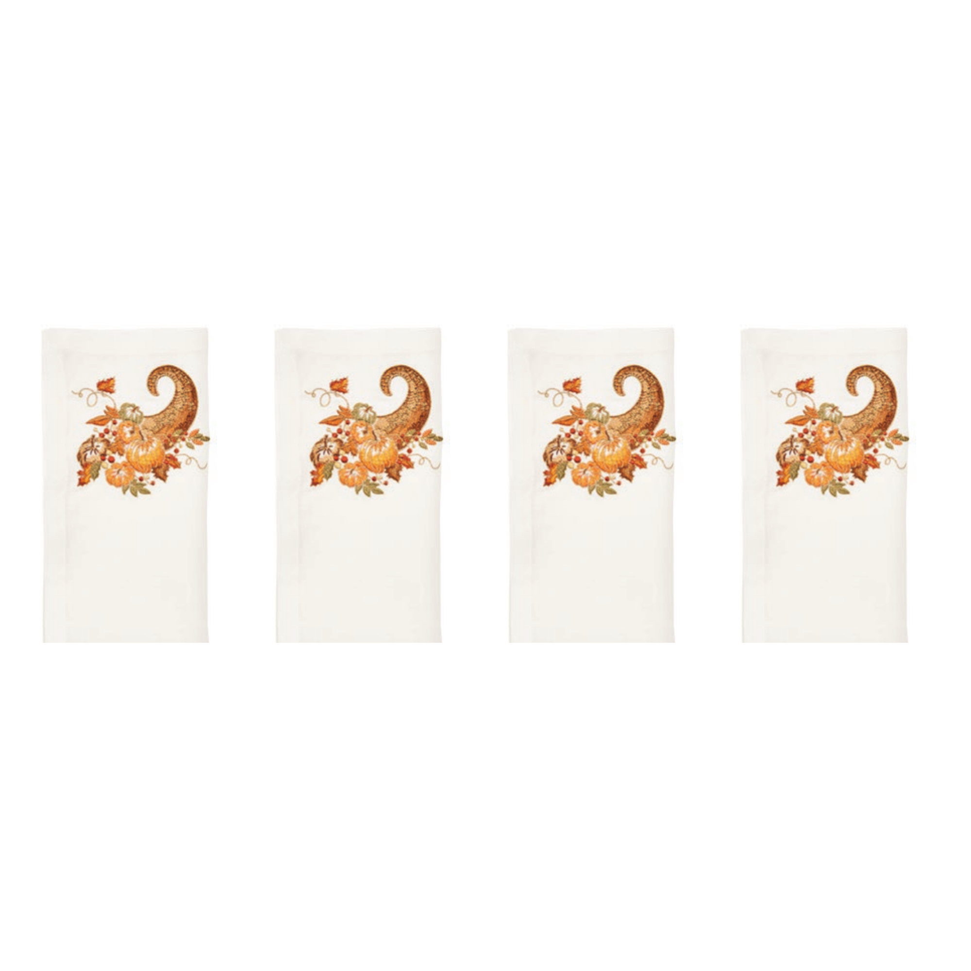 Cornucopia Napkins in White/Multi - Set of 4