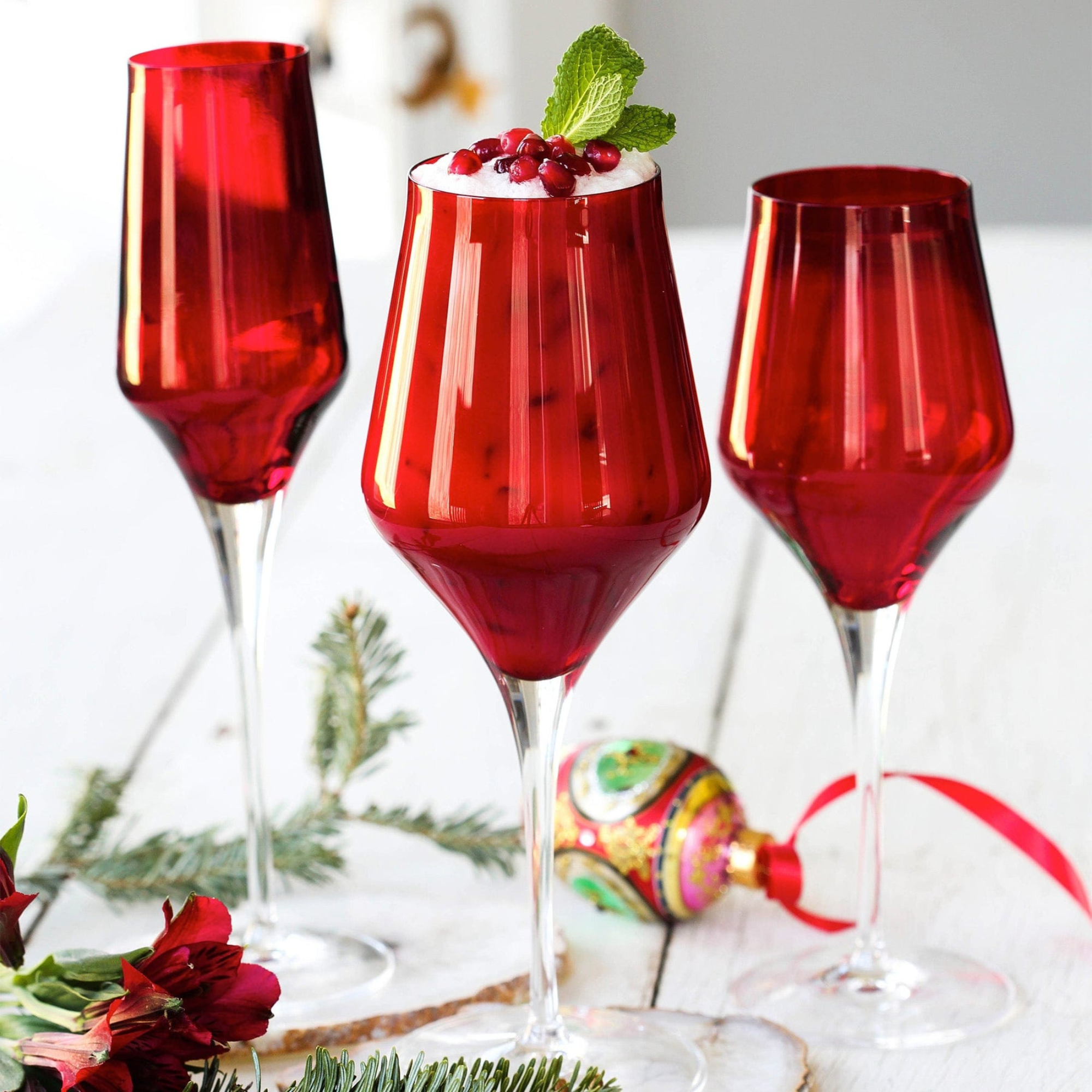 vietri wine glasses Contessa Red Champagne Glass - Set of 2