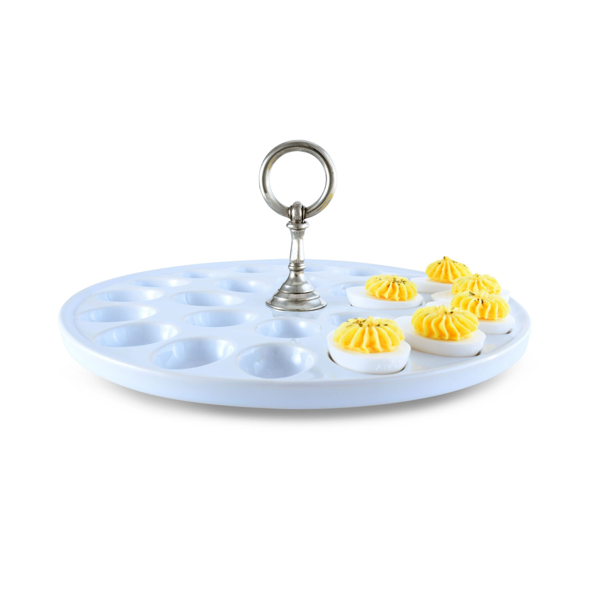 Deviled Egg tray with Pewter Classic Ring Handle | Maison & Tavola