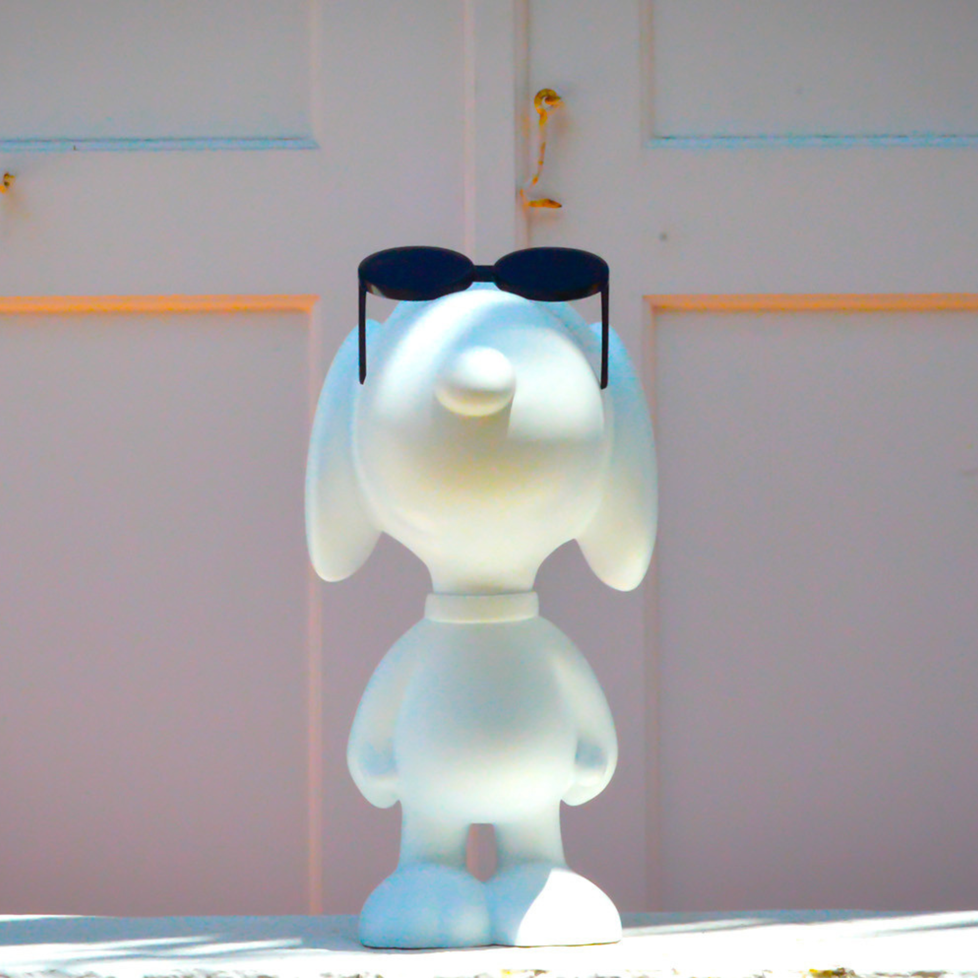 Snoopy Sunglasses Sculpture in White with Black Sunglasses