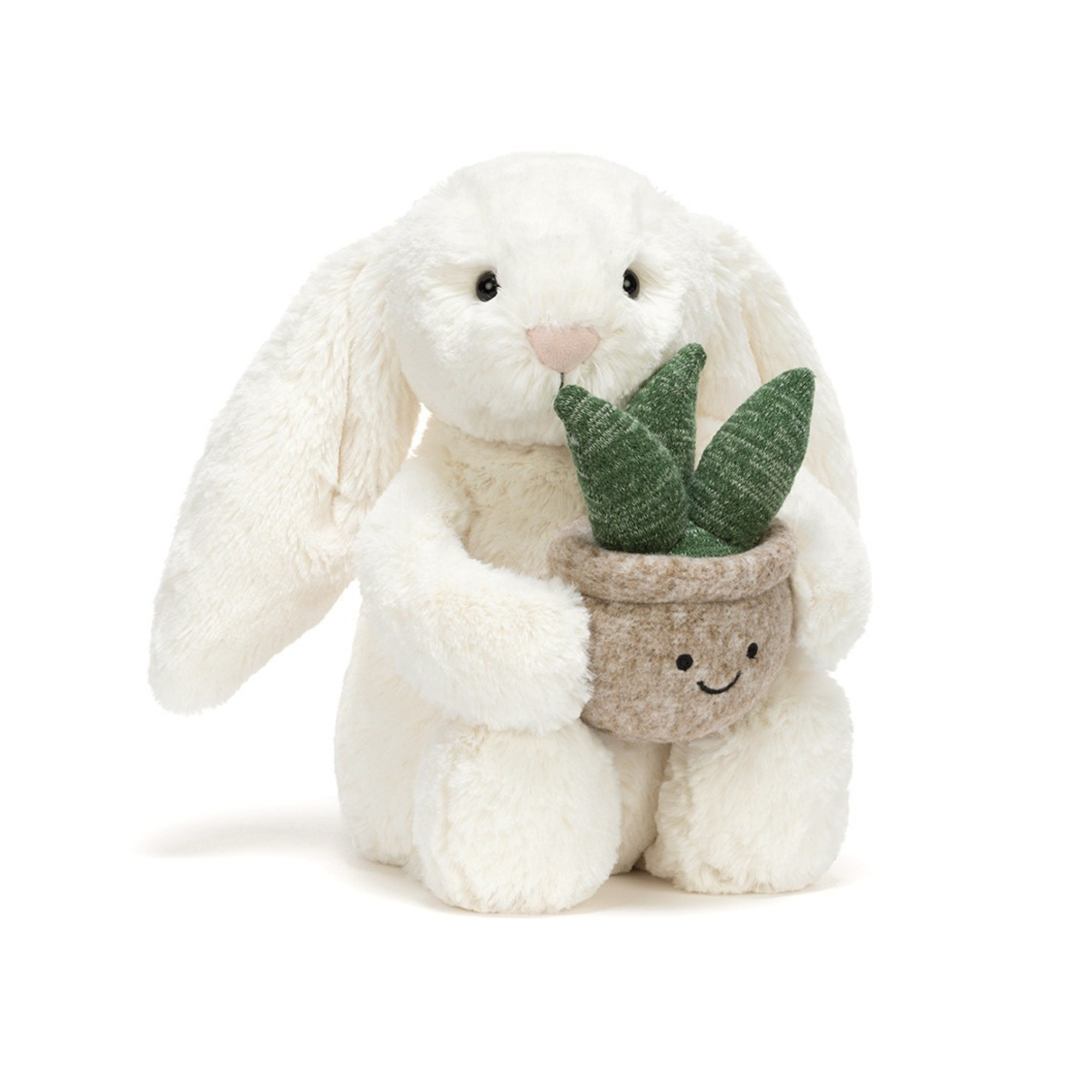 Cream Bunny with Plant