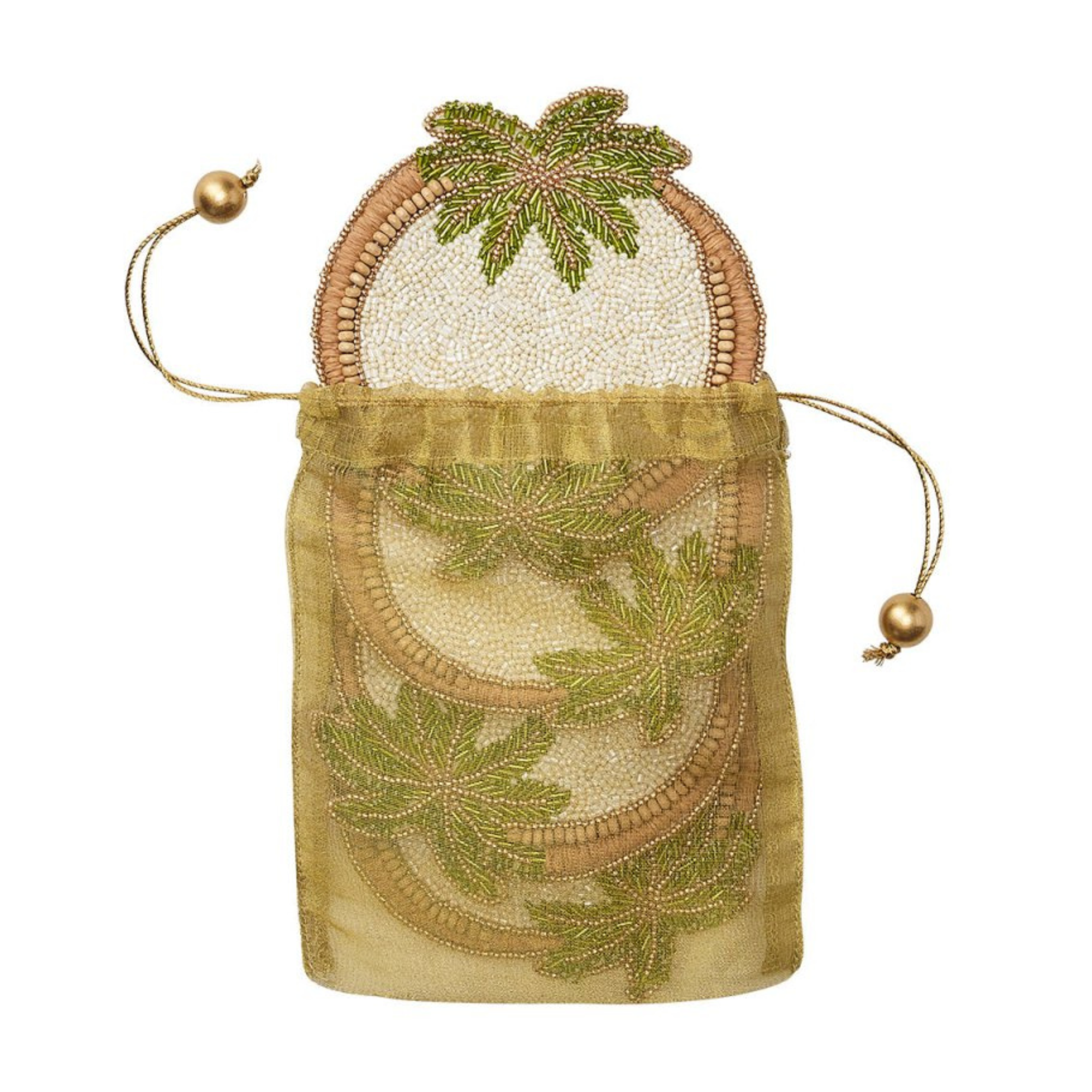 Oasis Coasters in Ivory, Green, & Gold - Set of 4