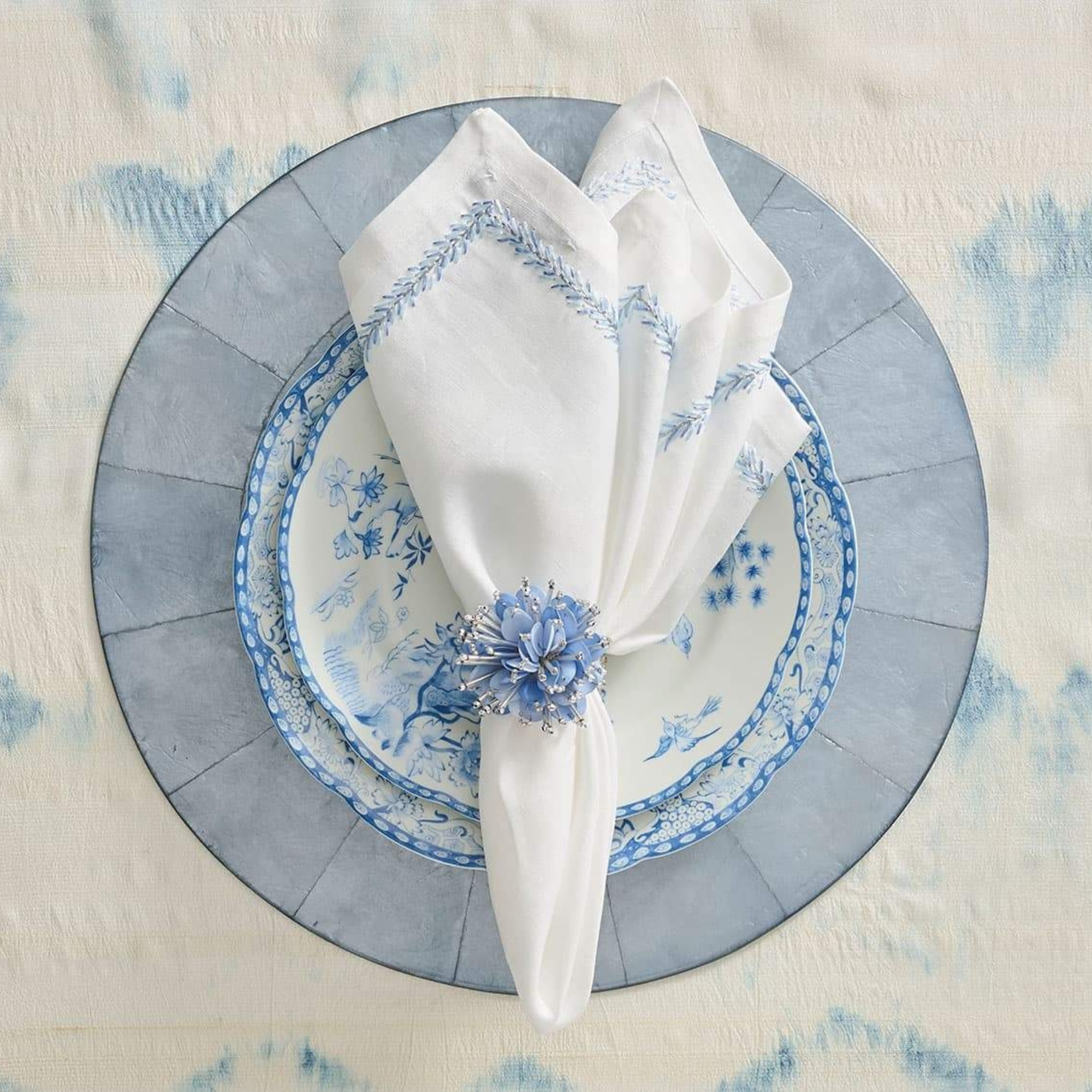 Round Capiz Placemat in Periwinkle - Set of 4