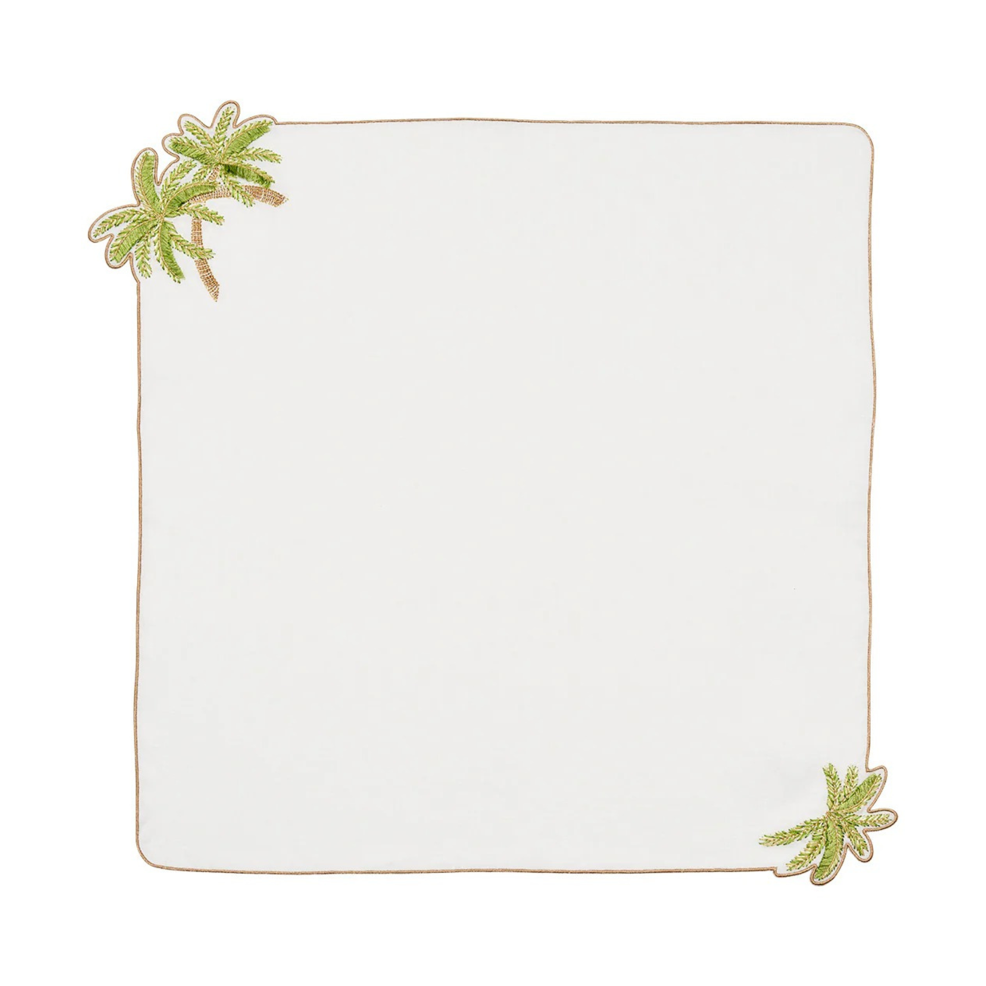 Palmera Napkin in White, Green & Gold - Set of 4