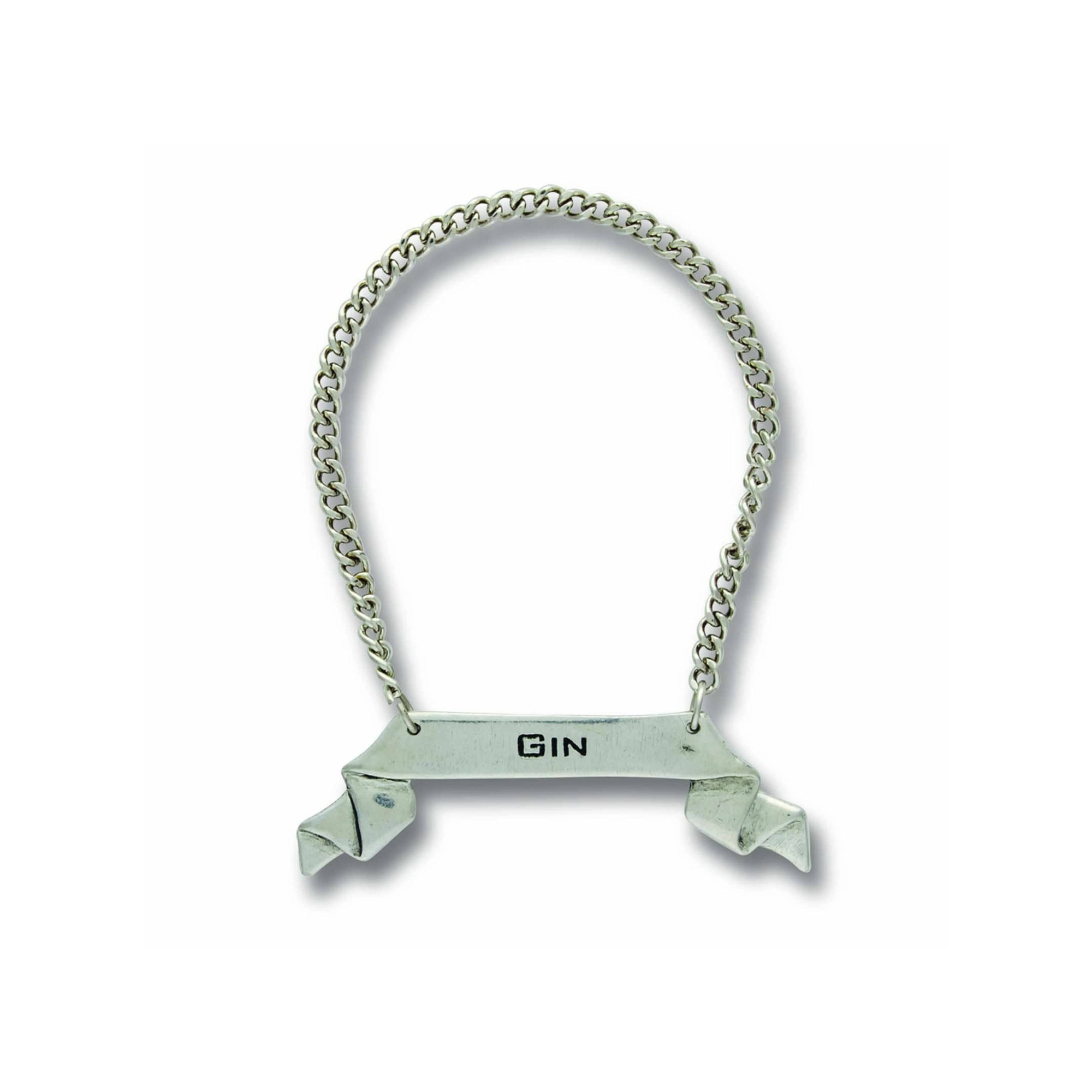 Pewter Gin Ribbon Decanter Tag