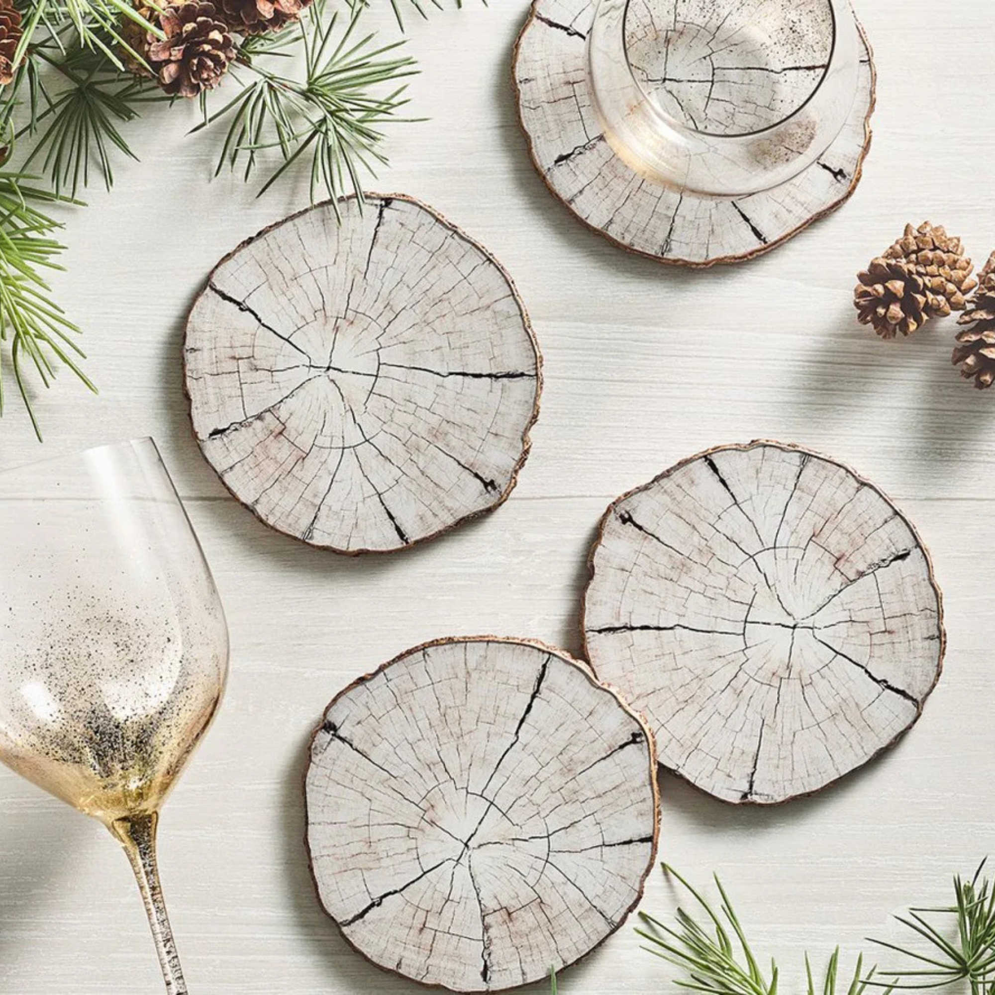 Birch Coasters in Ivory & Natural - Set of 4