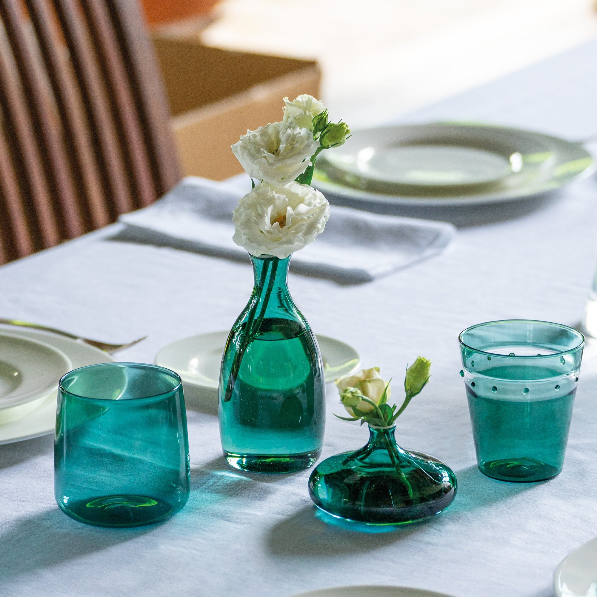 Un Fiore Vases Trio in Lake Green
