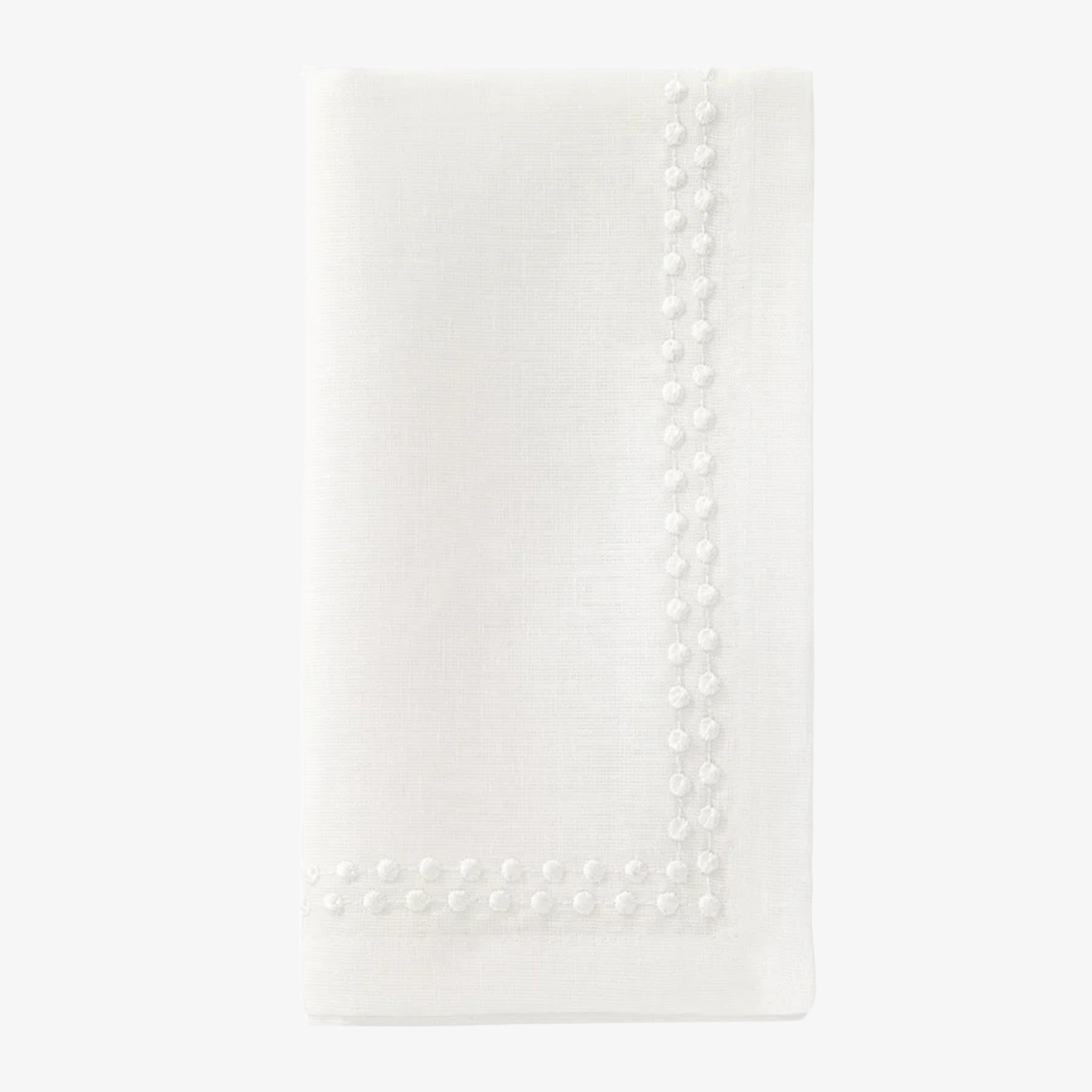Pearls Embroidered Linen Napkins in White - Set of 4