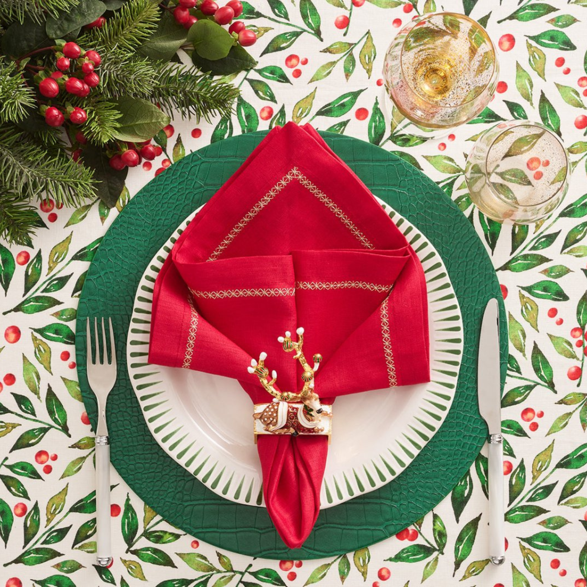 Croco Placemats in Emerald - Set of 4