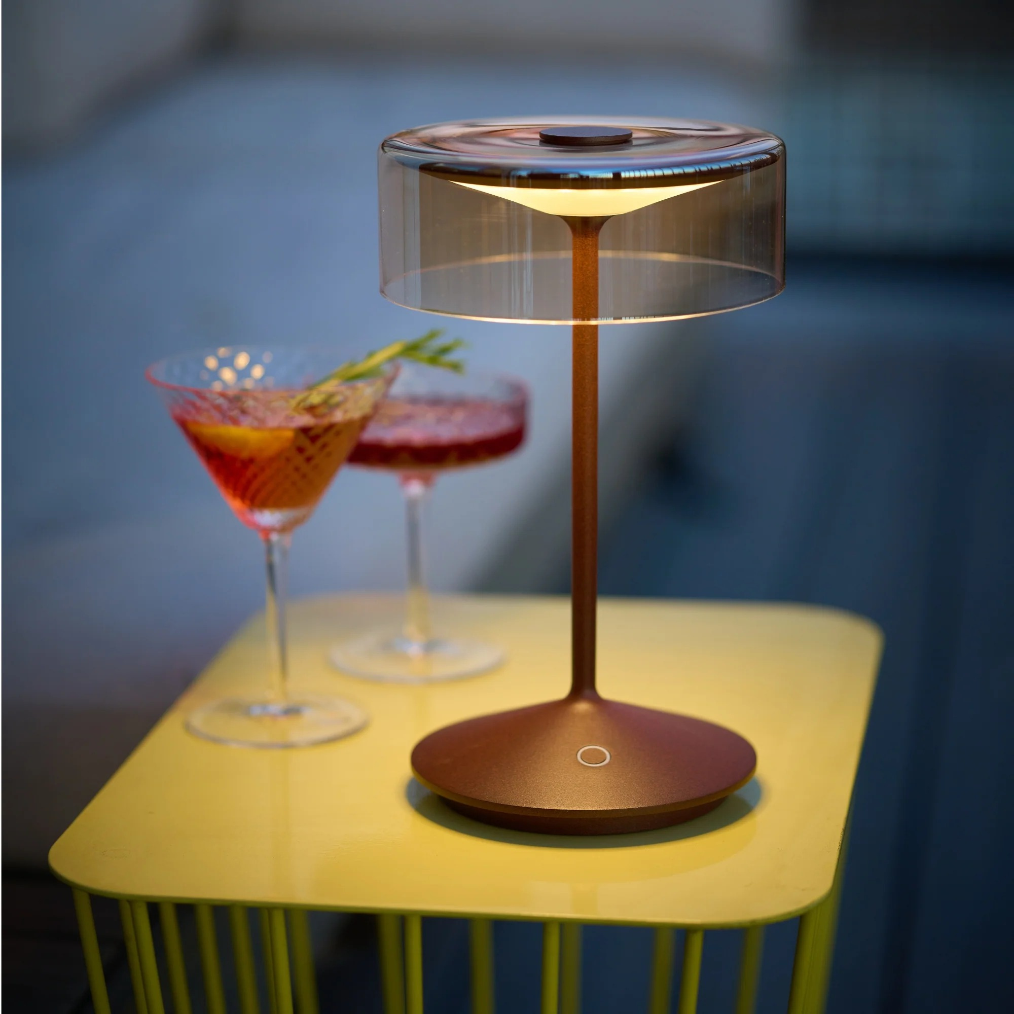 Crystal Lamp in Rust with Amber Glass