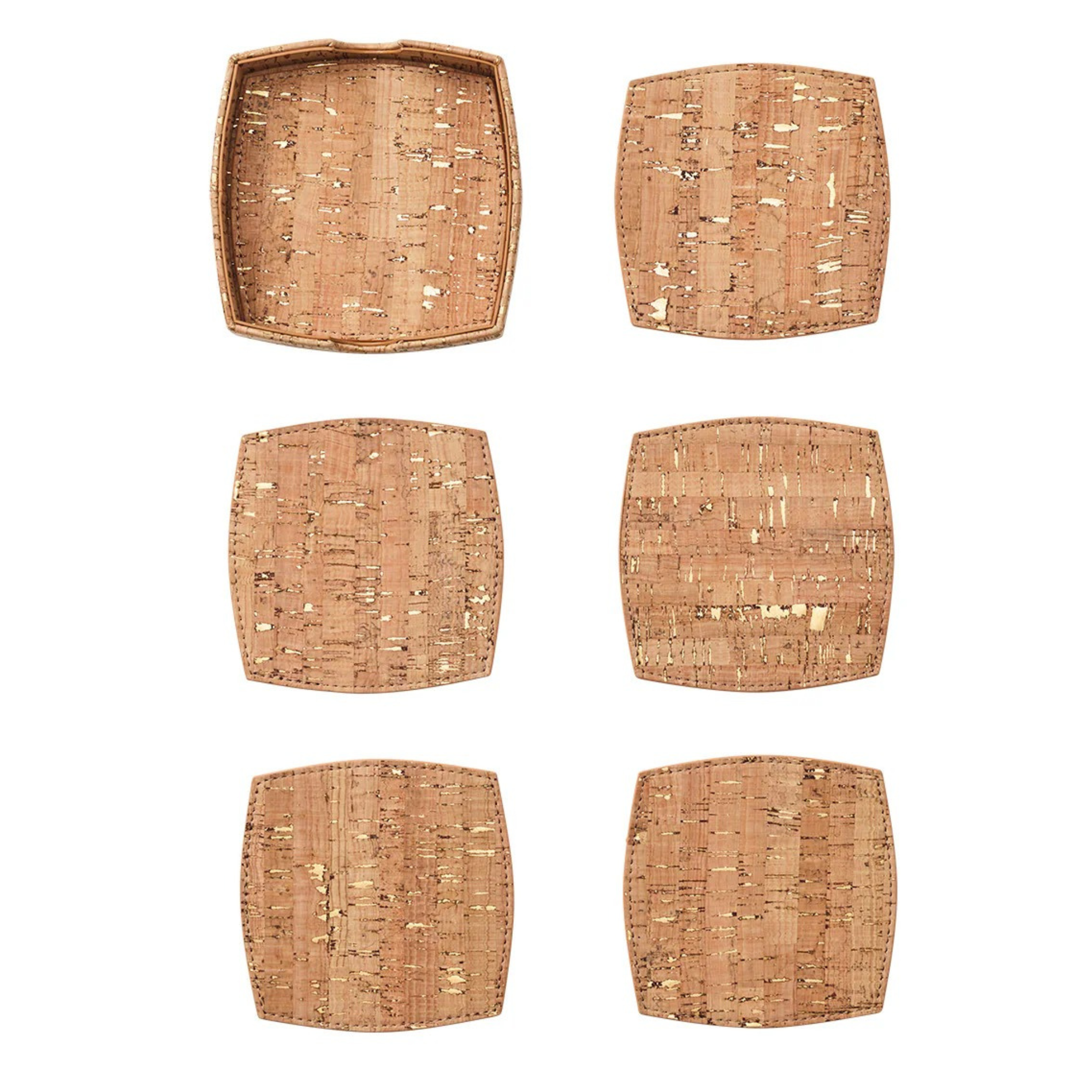 Whistler Coaster in Natural & Gold - Set of 6