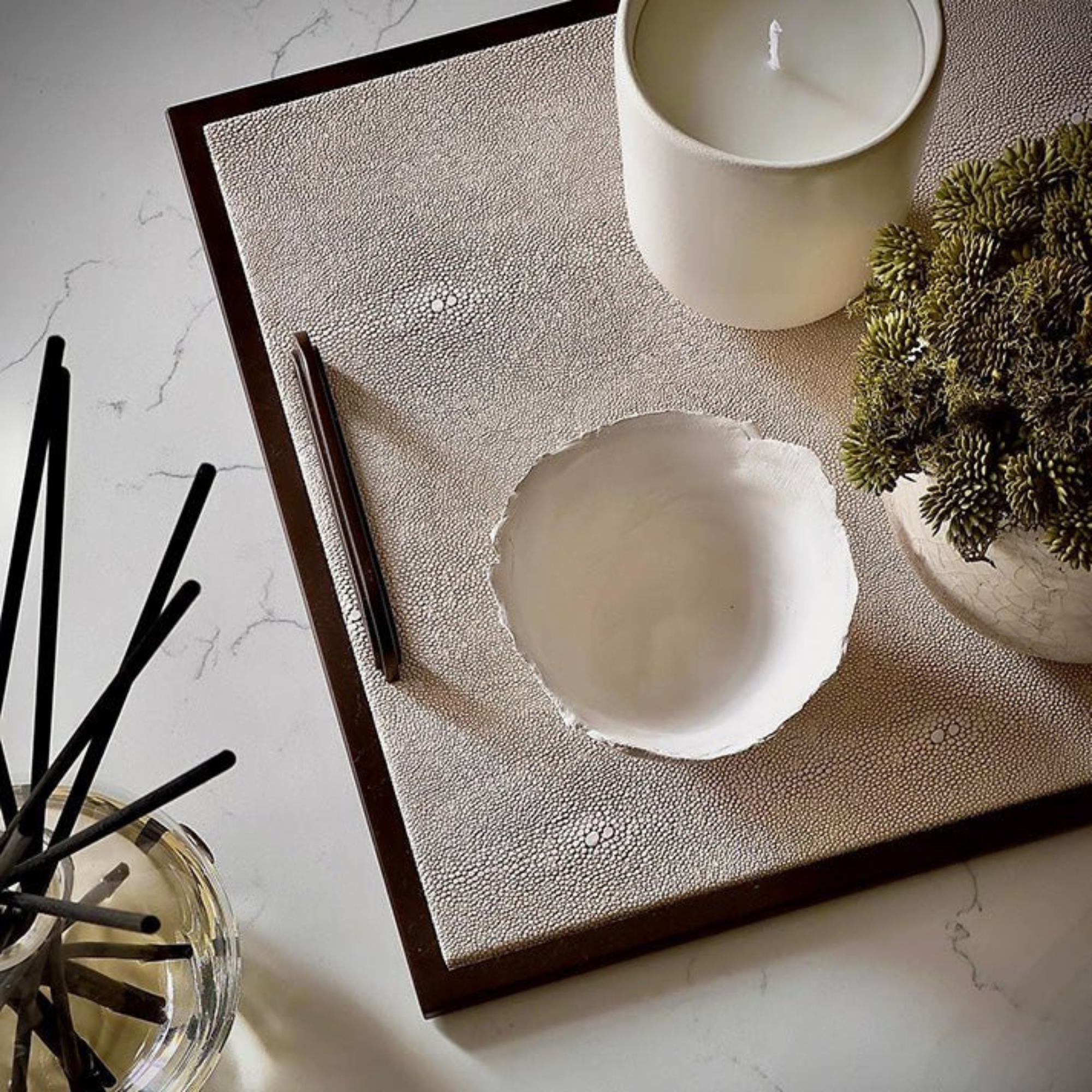 Sophie Paterson Collection: Ecru Faux Shagreen Tray