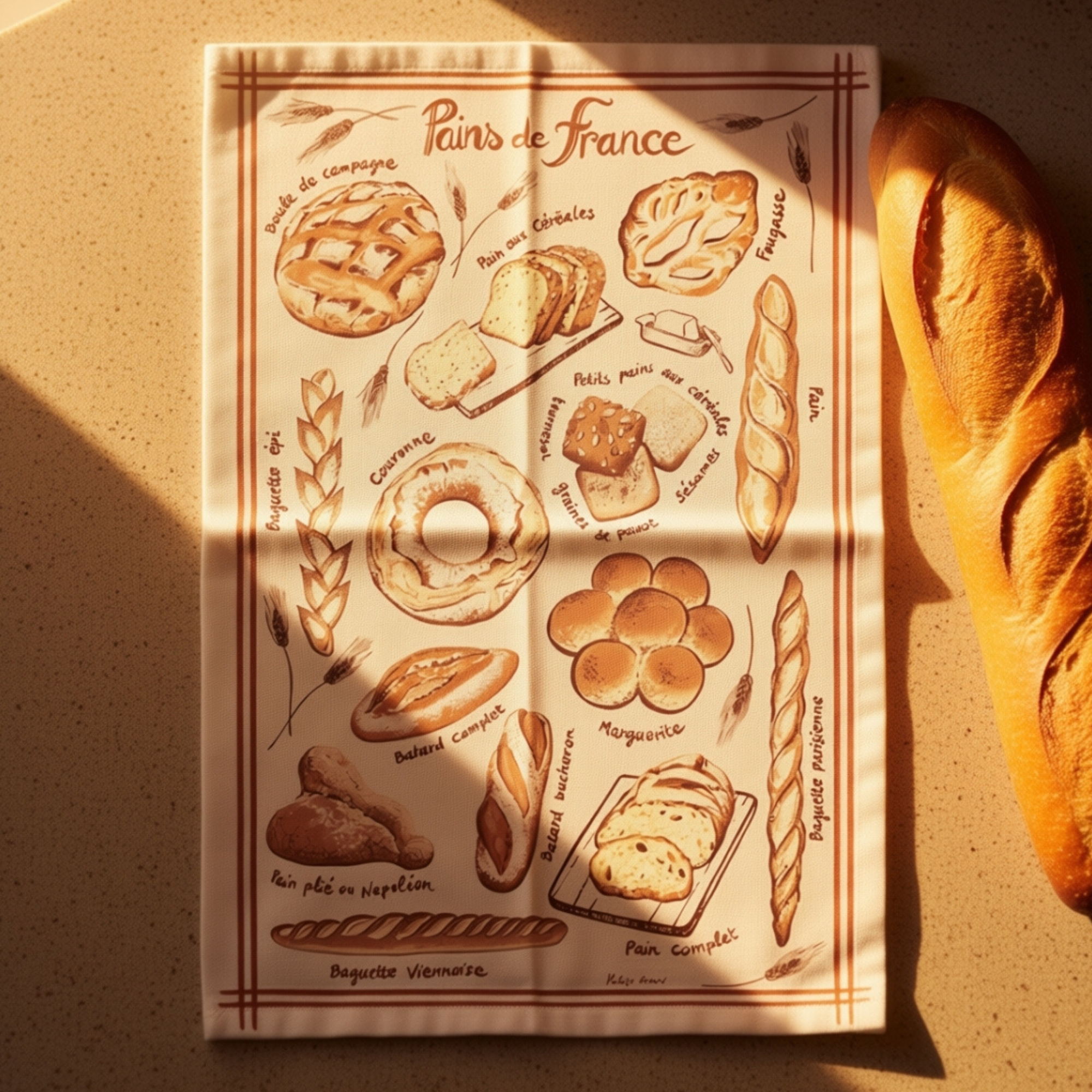 Torchons & Bouchons Pains de France Tea Towel - Set of 2