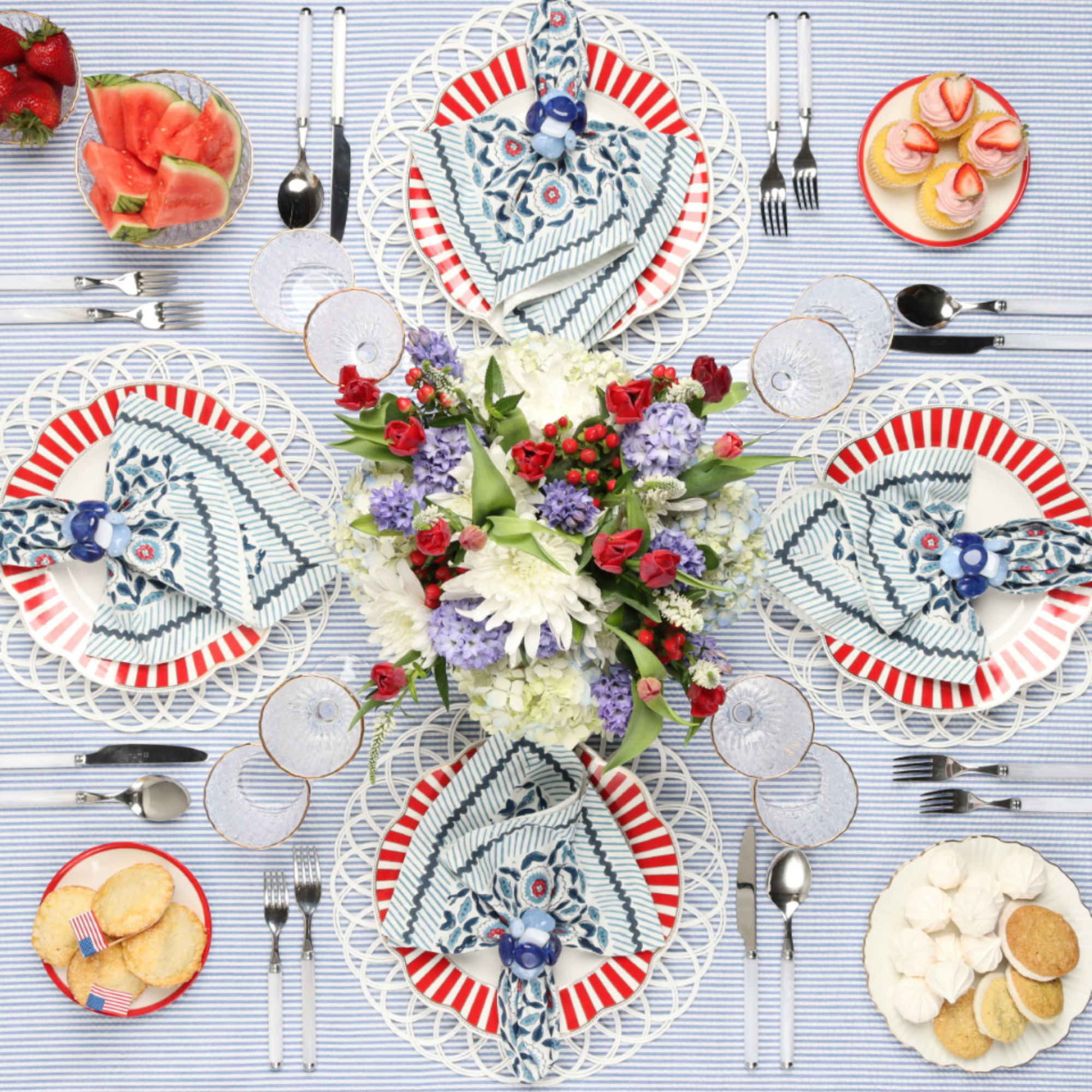 Majorelle Napkin in Red, White & Blue - Set of 4