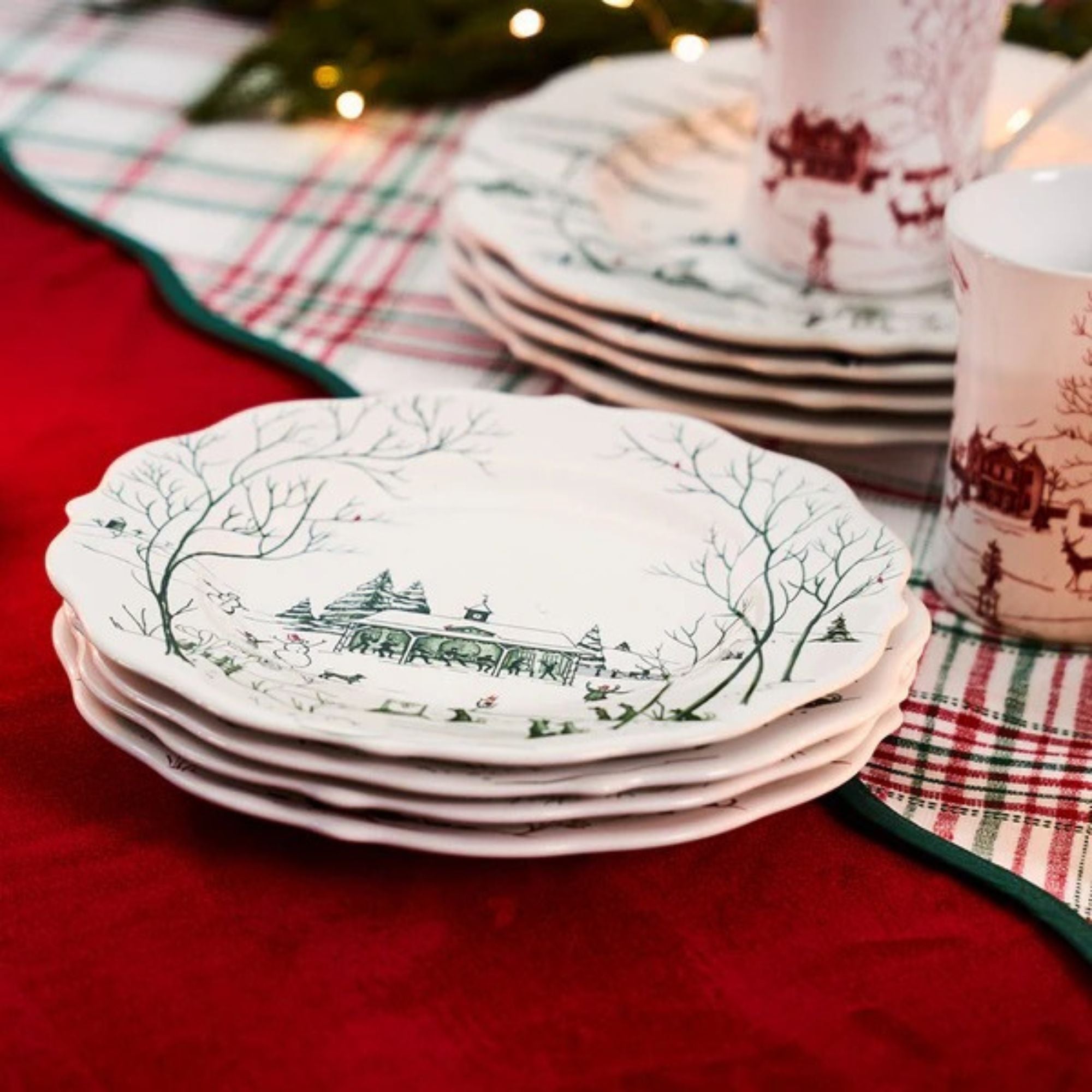 Country Estate Winter Frolic Evergreen Salad Plate - Set of 4