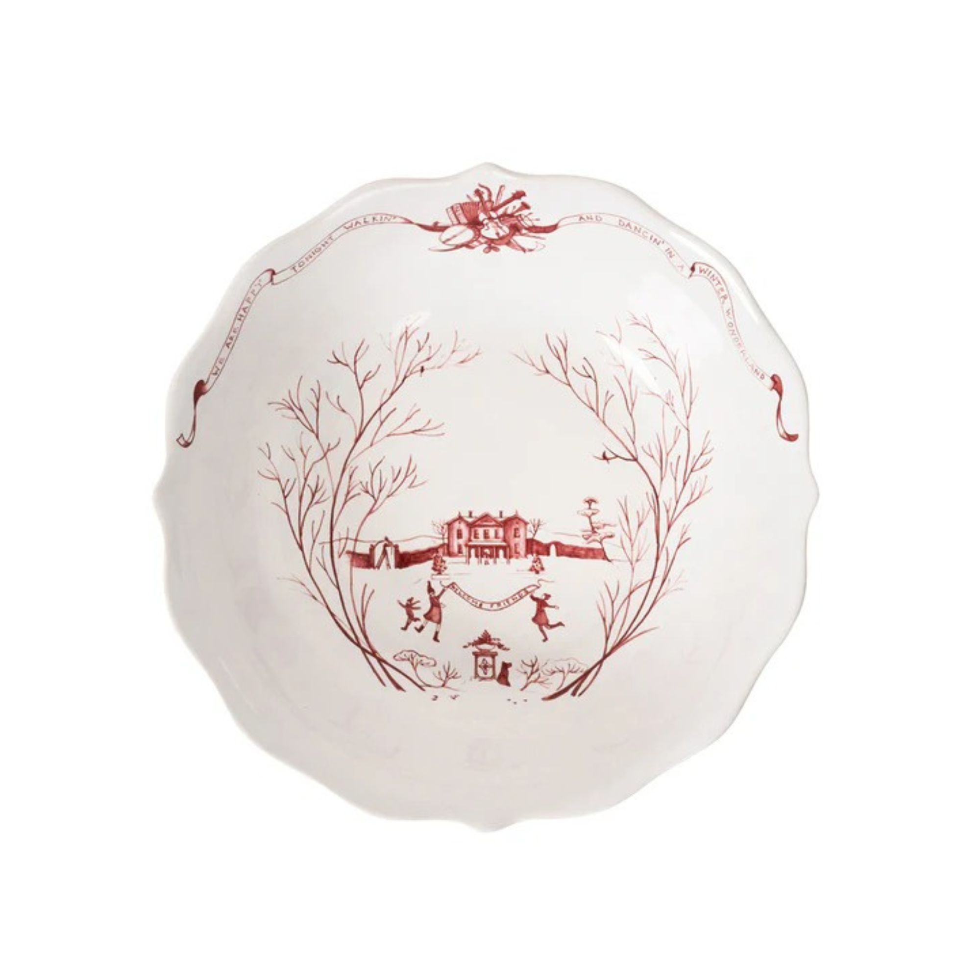 Country Estate Winter Frolic 11" Serving Bowl - Ruby