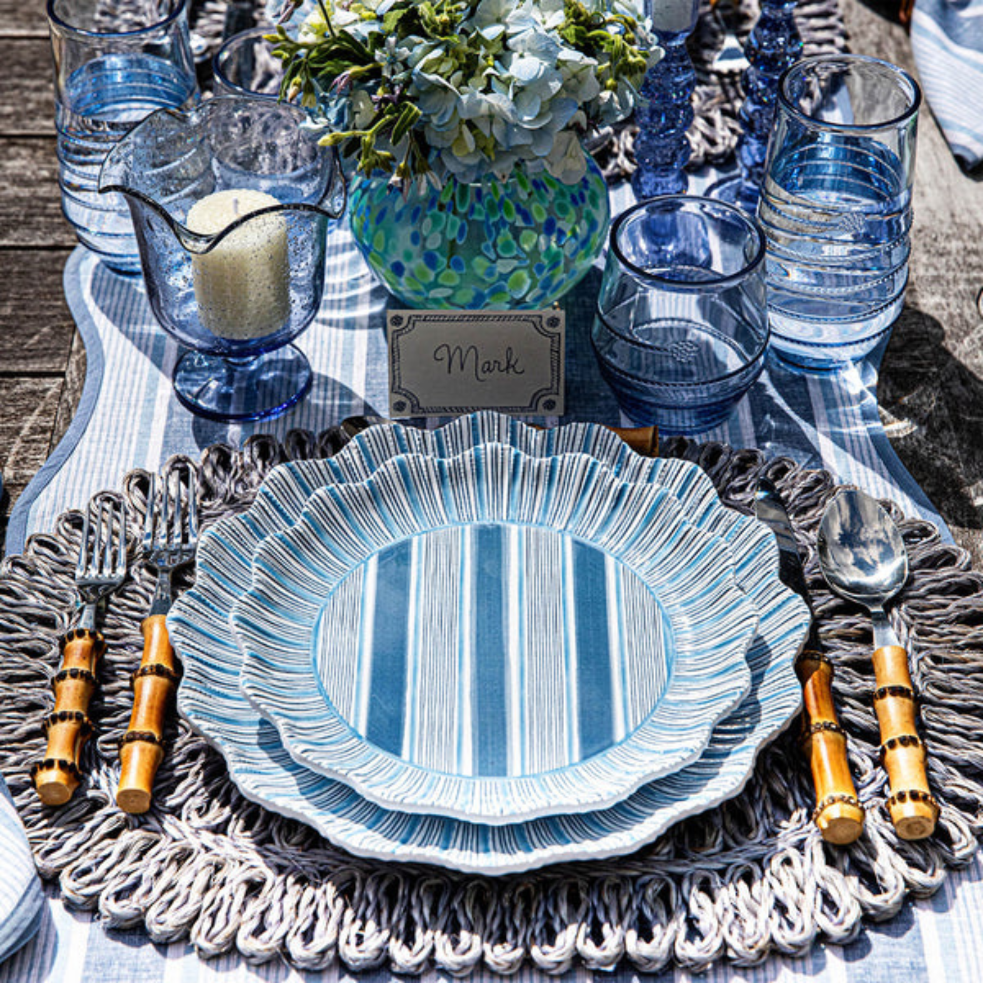 #color_Chambray | Straw Loop Oval Placemat - Set of 4