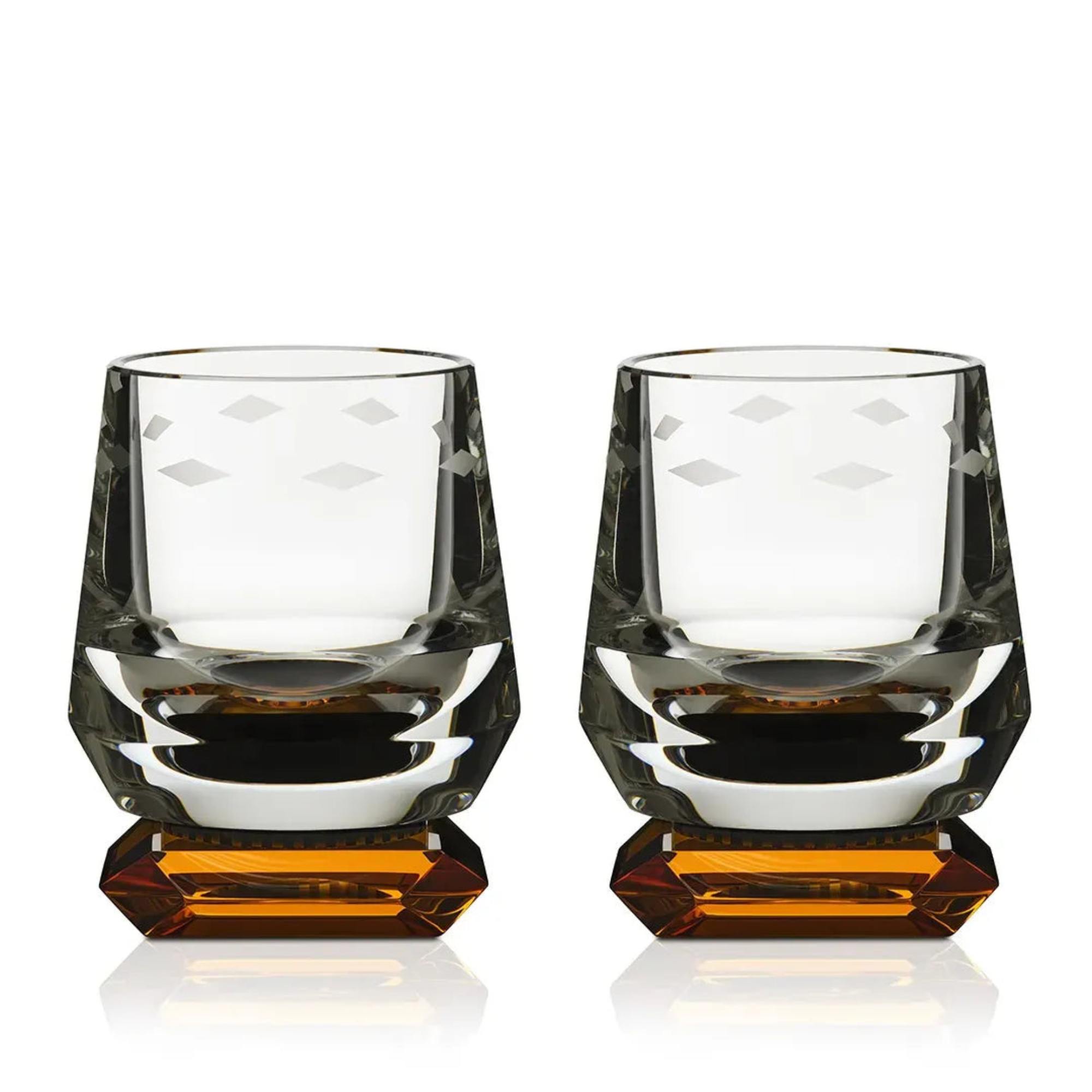 Whimsy Amber Whiskey Glasses - Set of 2