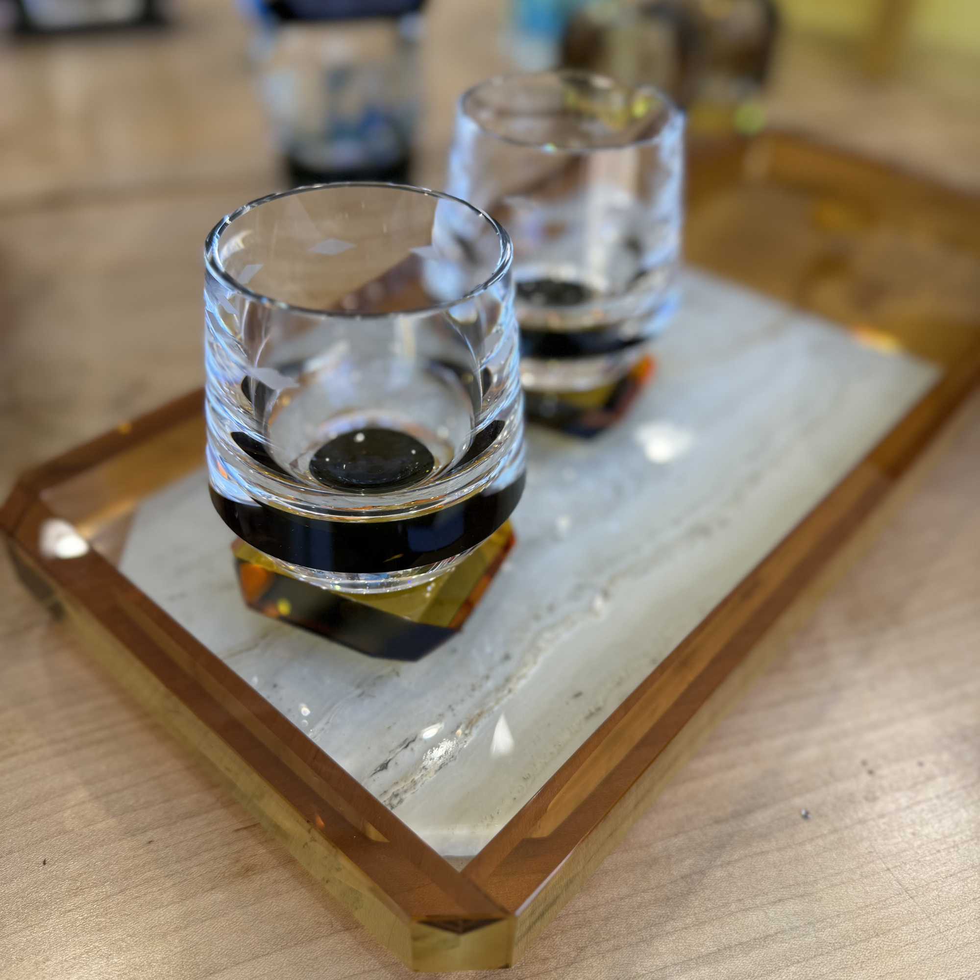 Whimsy Amber Whiskey Glasses - Set of 2