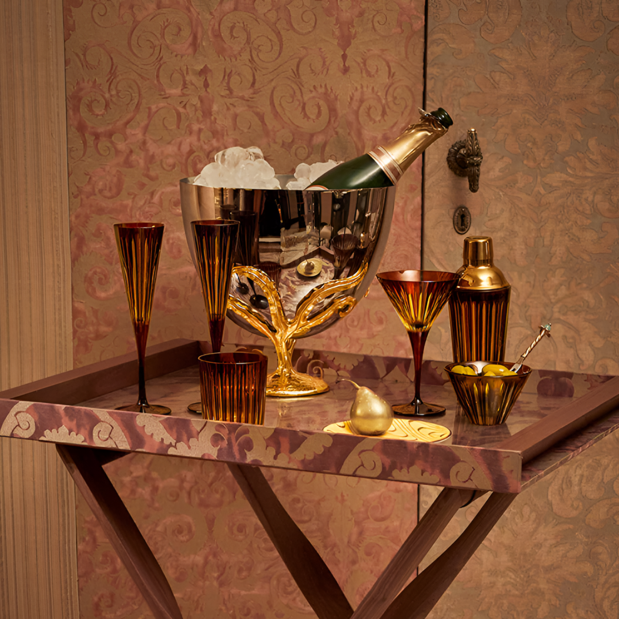 Prism Martini Glasses Amber - Set of 4