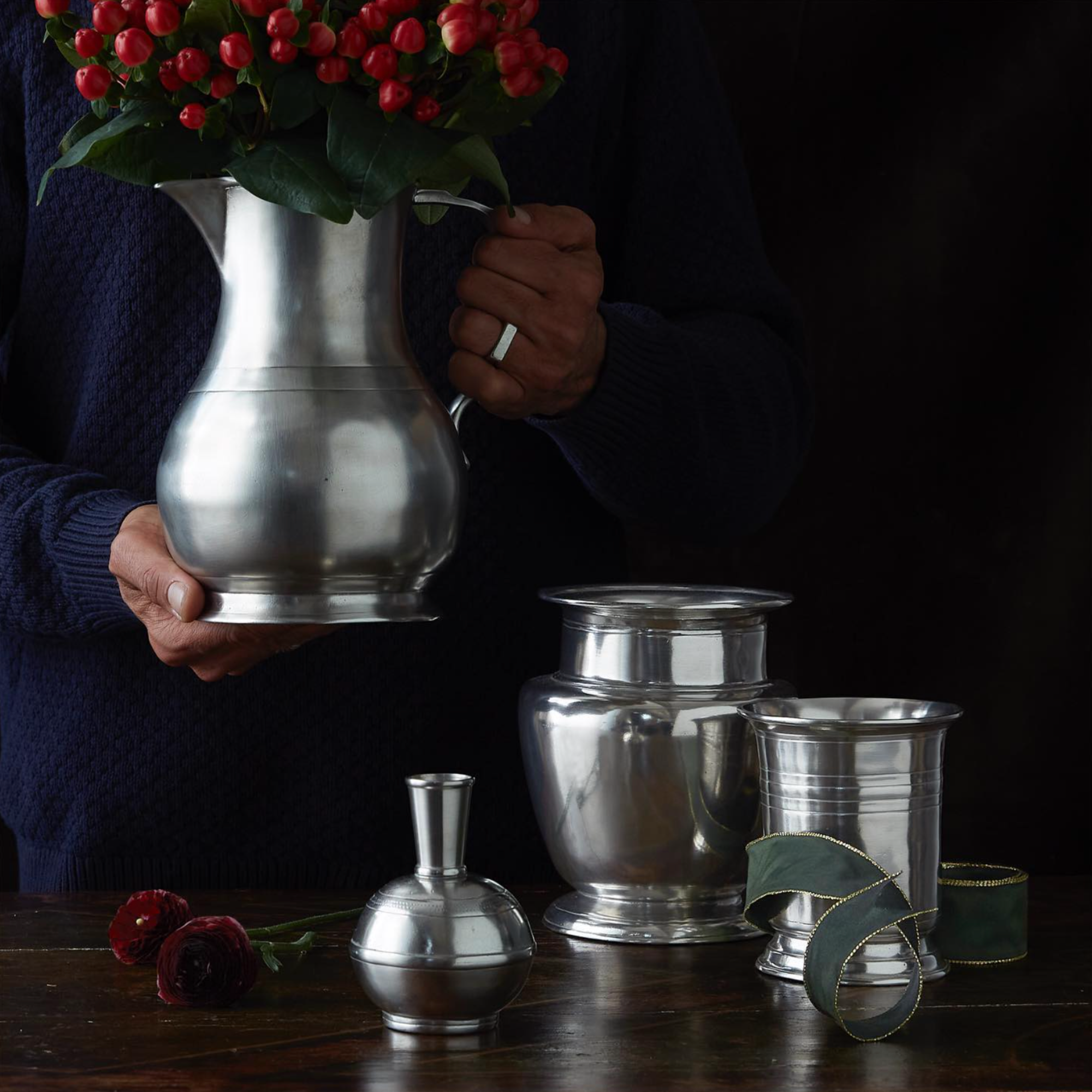 Pewter Petite Rimmed Vase