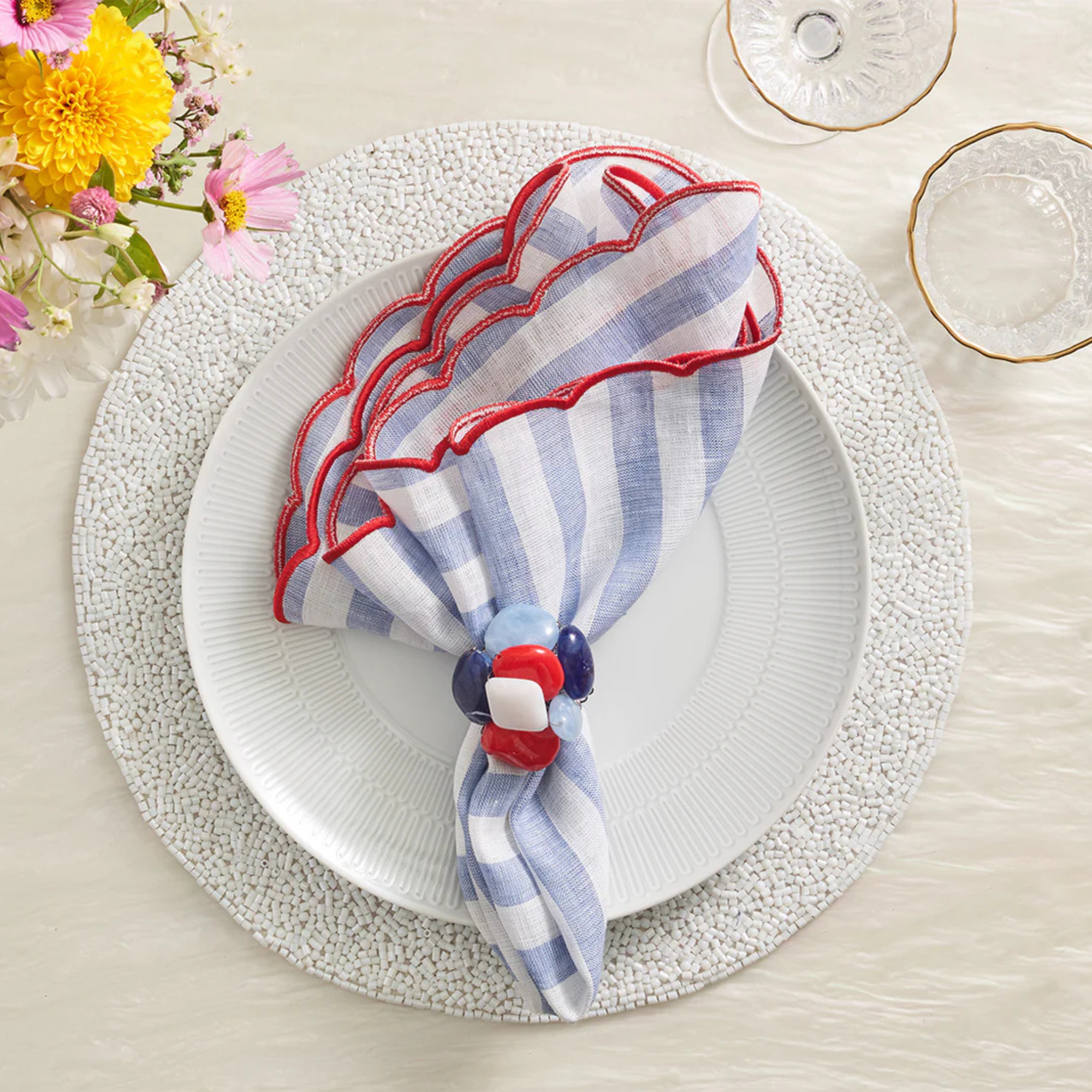 Sea Stone Napkin Rings - Set of 4