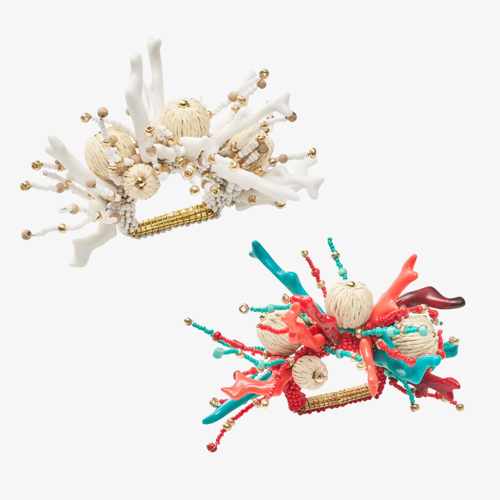 Coral Spray Napkin Rings - Set of 4