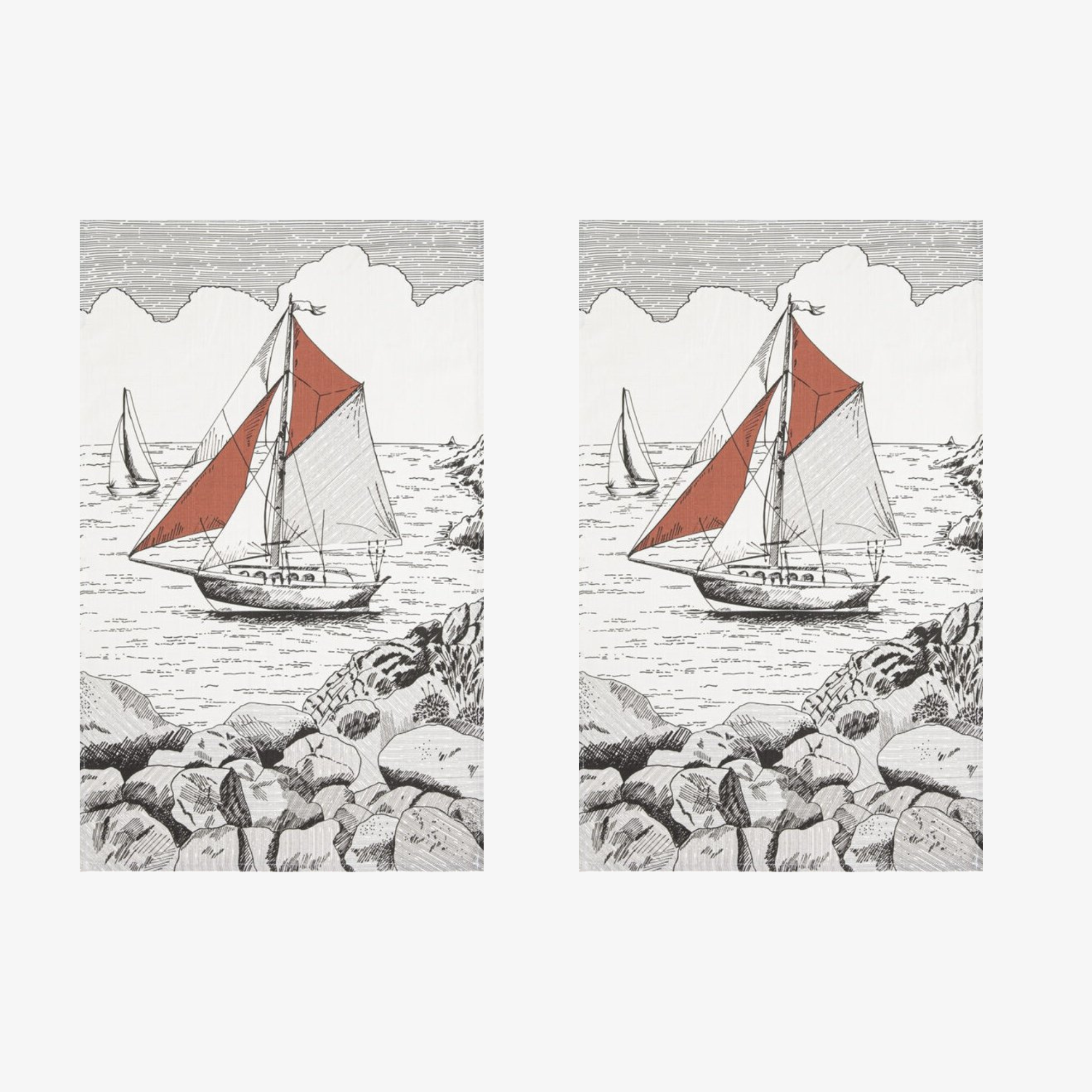 Coucke Sailing Boat Tea Towel - Set of 2