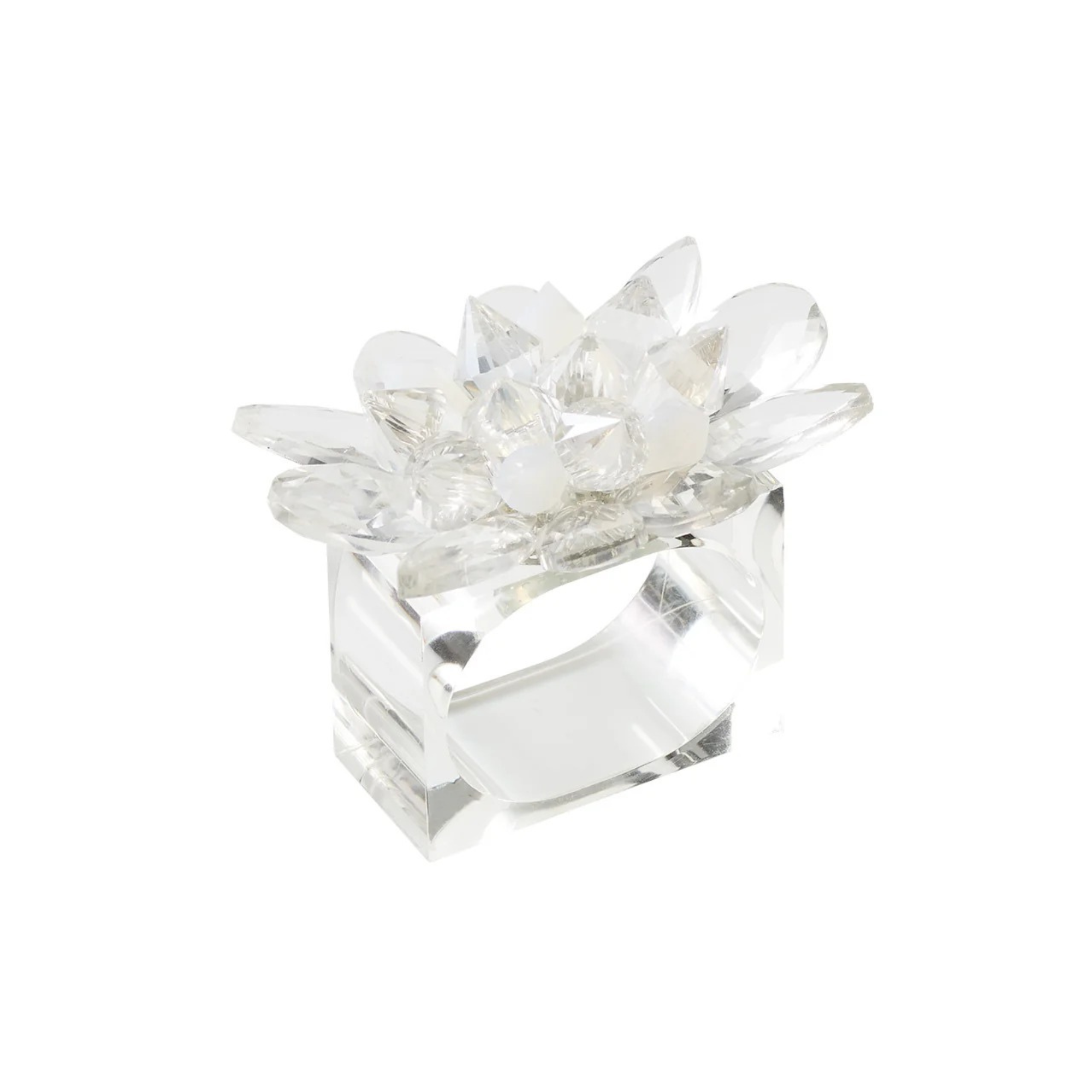Spectra Napkin Ring in Clear & White - Set of 4