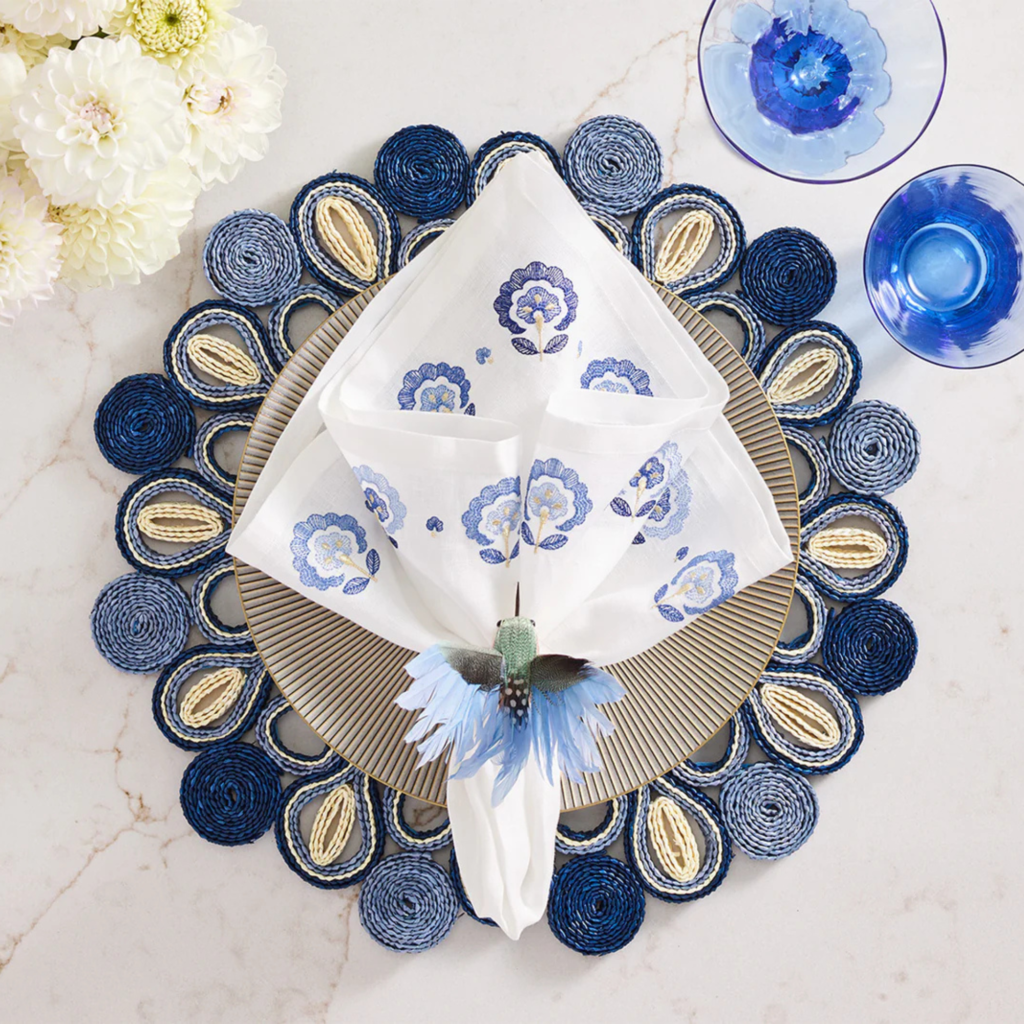 Marisol Placemat in Navy & Blue - Set of 4