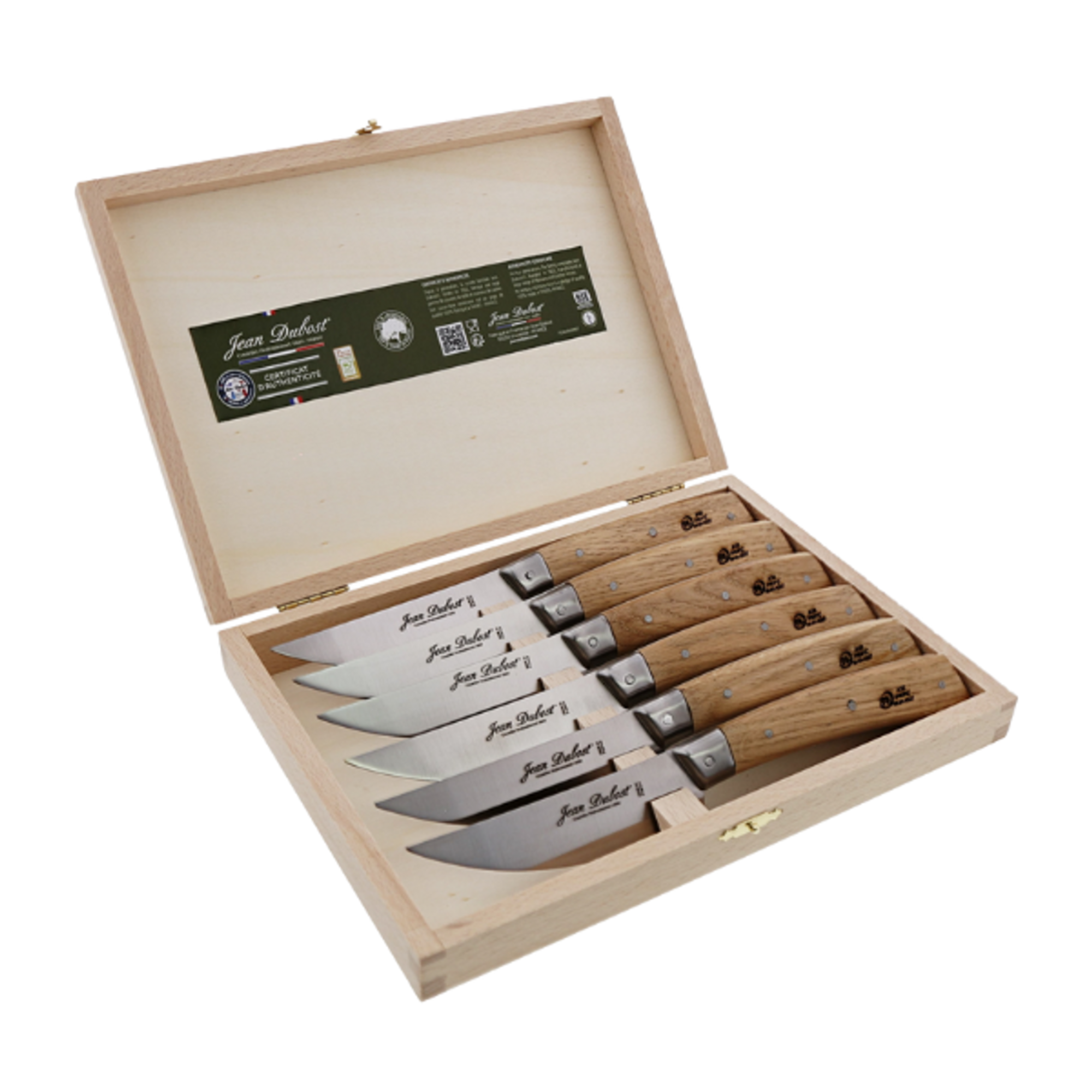 Jean Dubost Bistronomie Steak Knives Oak in Box - Set of 6