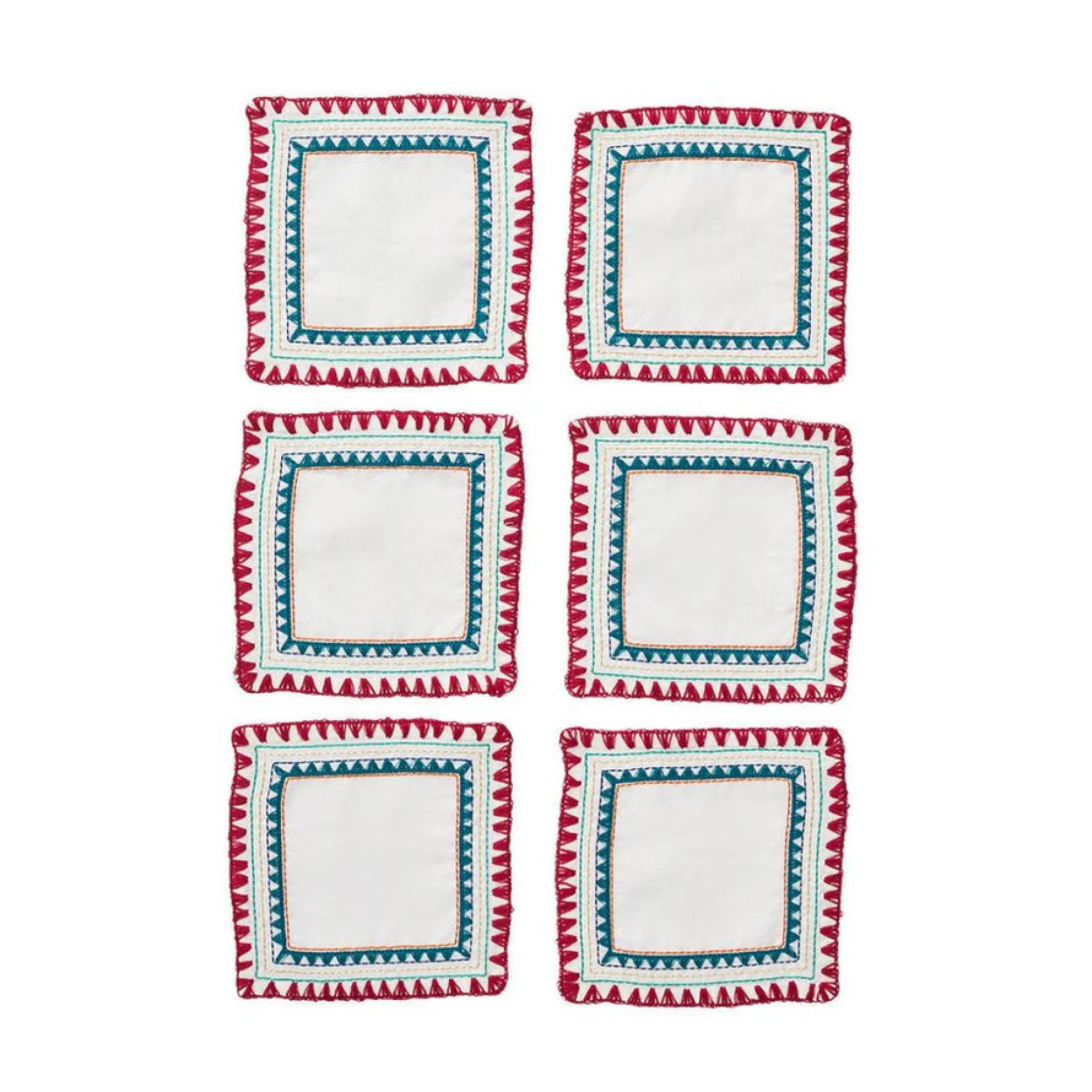 Frolic Cocktail Napkins in White/Multi - Set of 6